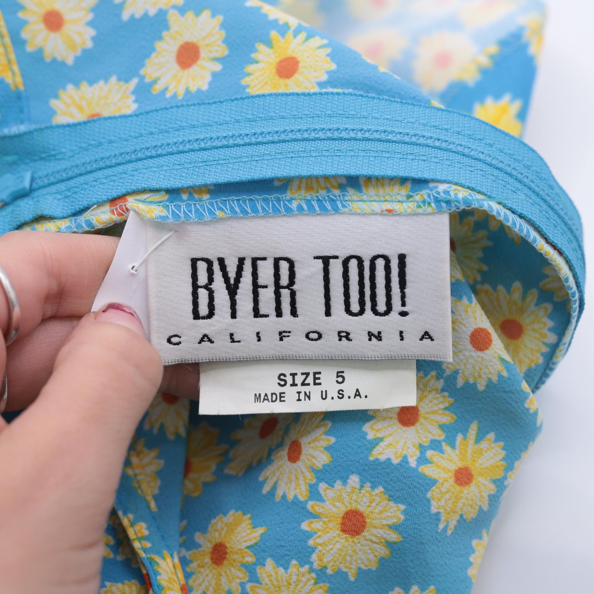 90s Byer Too! Floral Mini Dress Empire Waist Blue Yellow Small