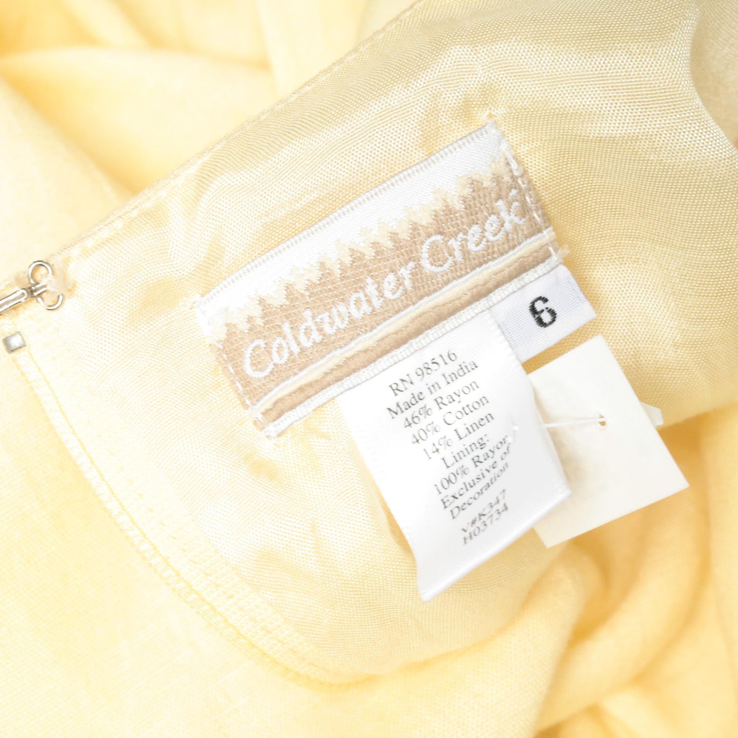 Y2K Coldwater Creek Floral Embroidered Maxi Dress Yellow Eyelet Small 6