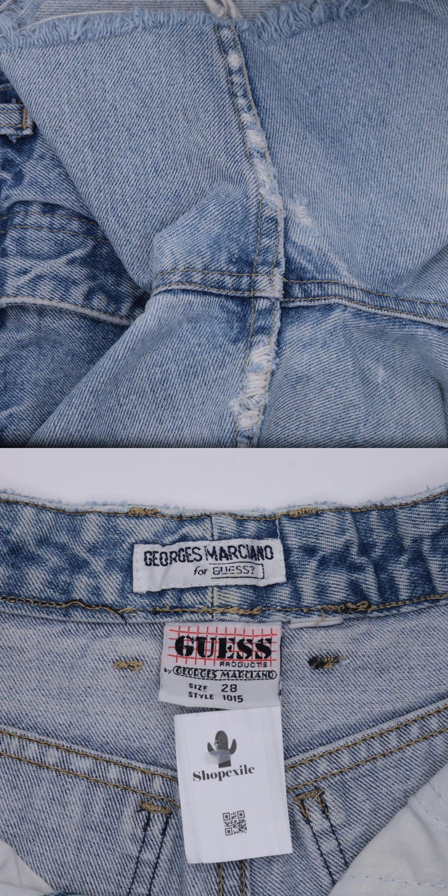 90s Guess Denim Cutoff Shorts Faded Blue High Waisted Frayed Extra Small