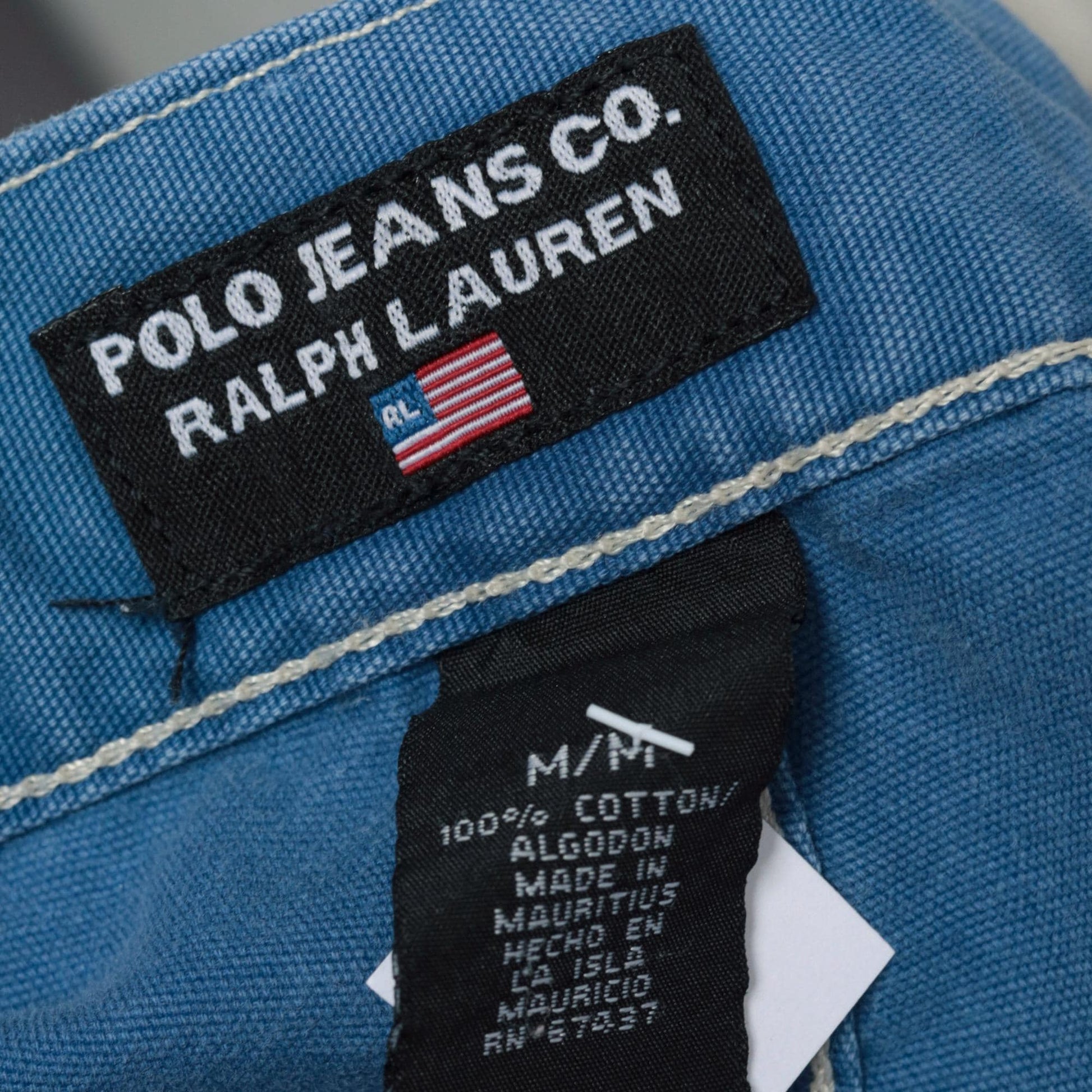 Y2K Ralph Lauren Polo Jeans Co. Board Shorts Blue Cotton Button Fly Medium M