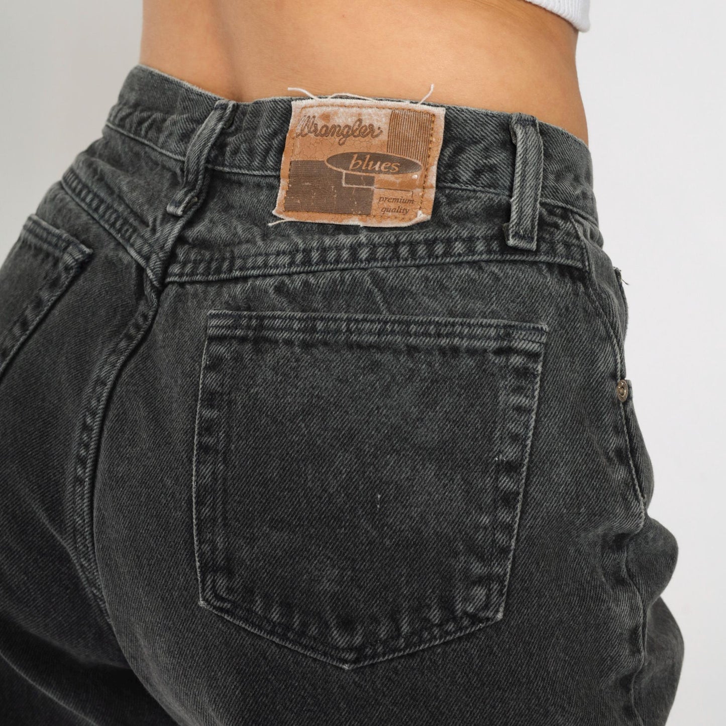 90s Wrangler Black Denim Jeans High Rise Tapered Leg Women's 12