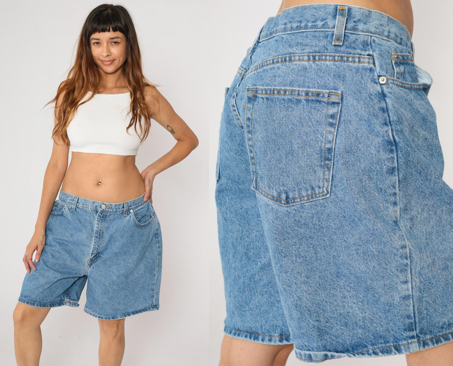 90s Faded Glory High-Waist Denim Shorts Blue Large