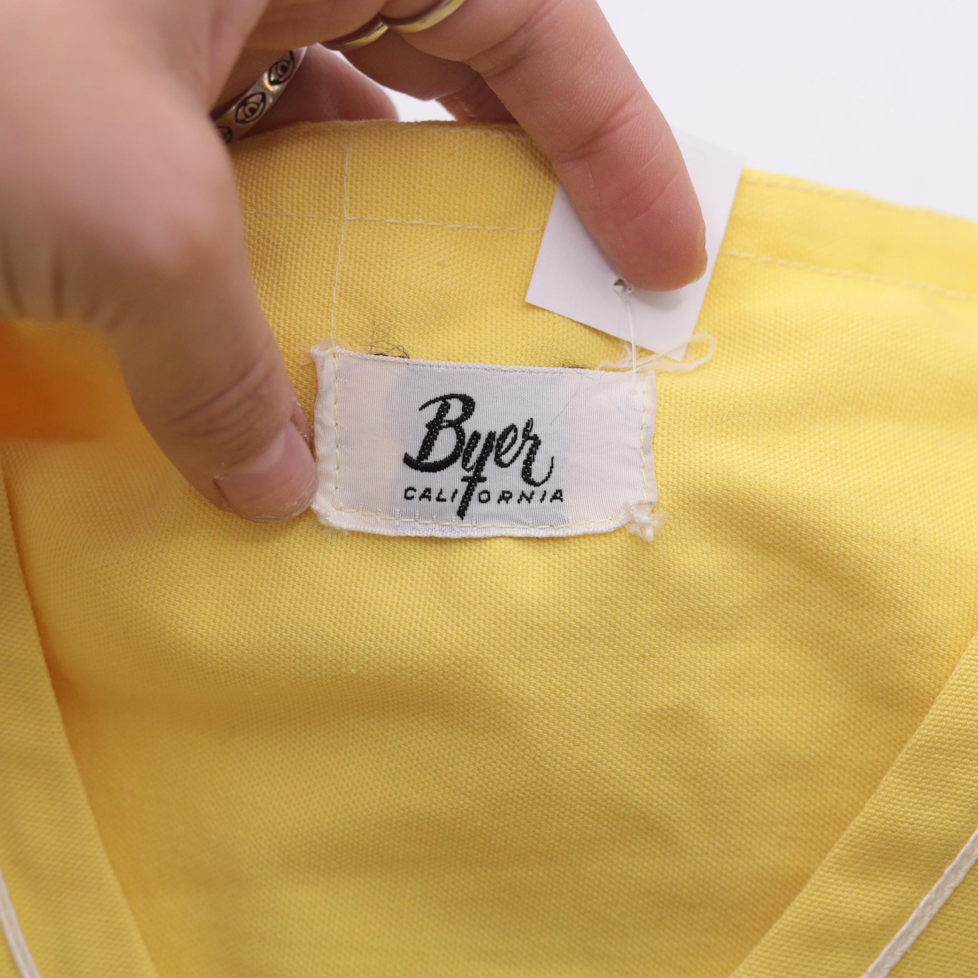 1960s Mod Yellow Mini Dress Drop Waist Button Front White Piping Small S