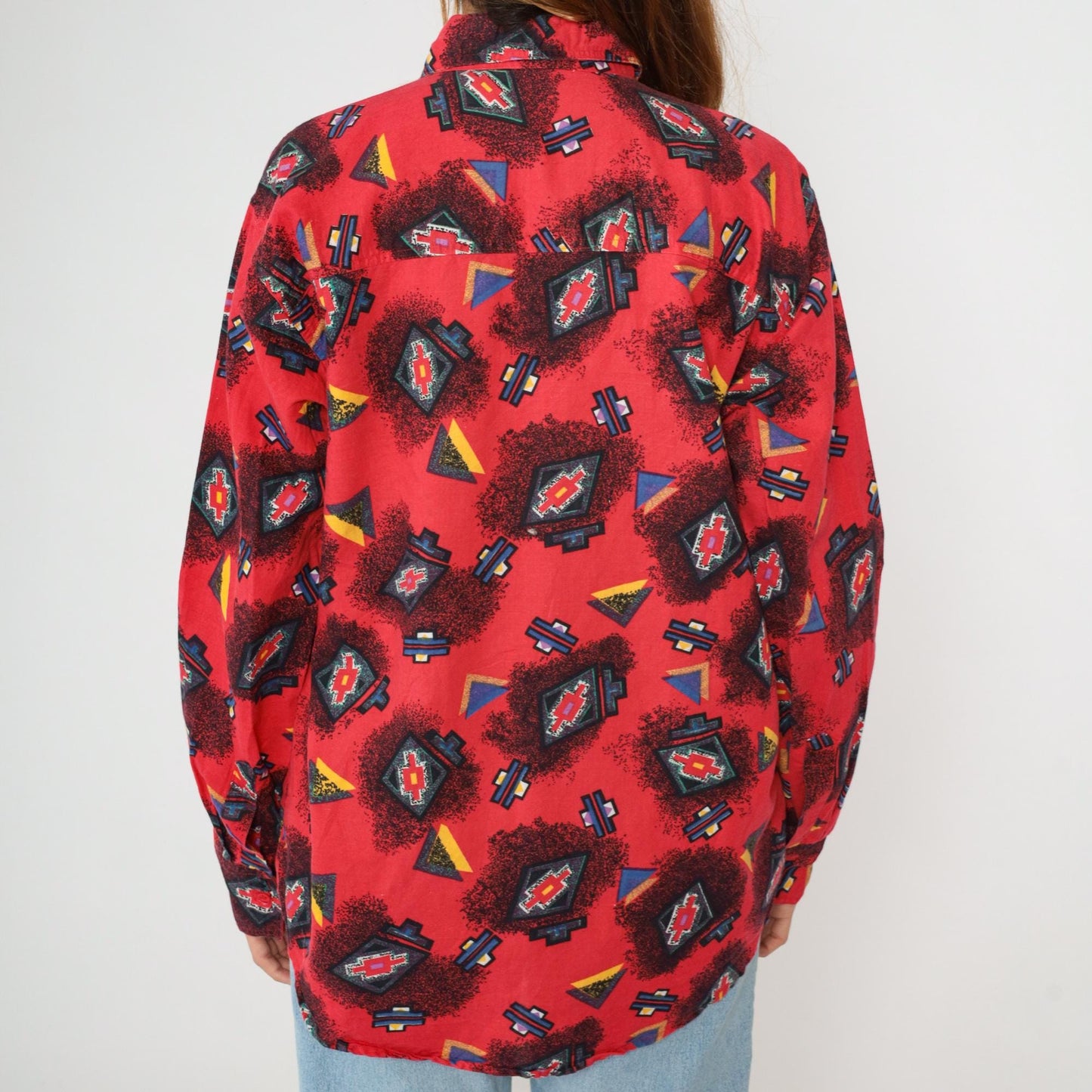 90s Pearl River Clothing Co. Red Southwestern Button Up Shirt Large L