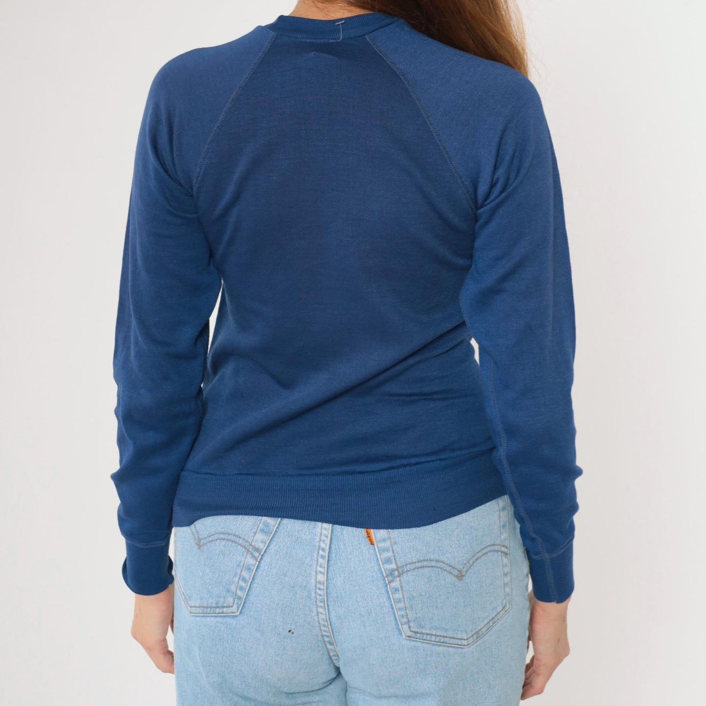 70s Eastern Airlines Sweatshirt Blue Airplane Graphic Raglan Crewneck Extra Small