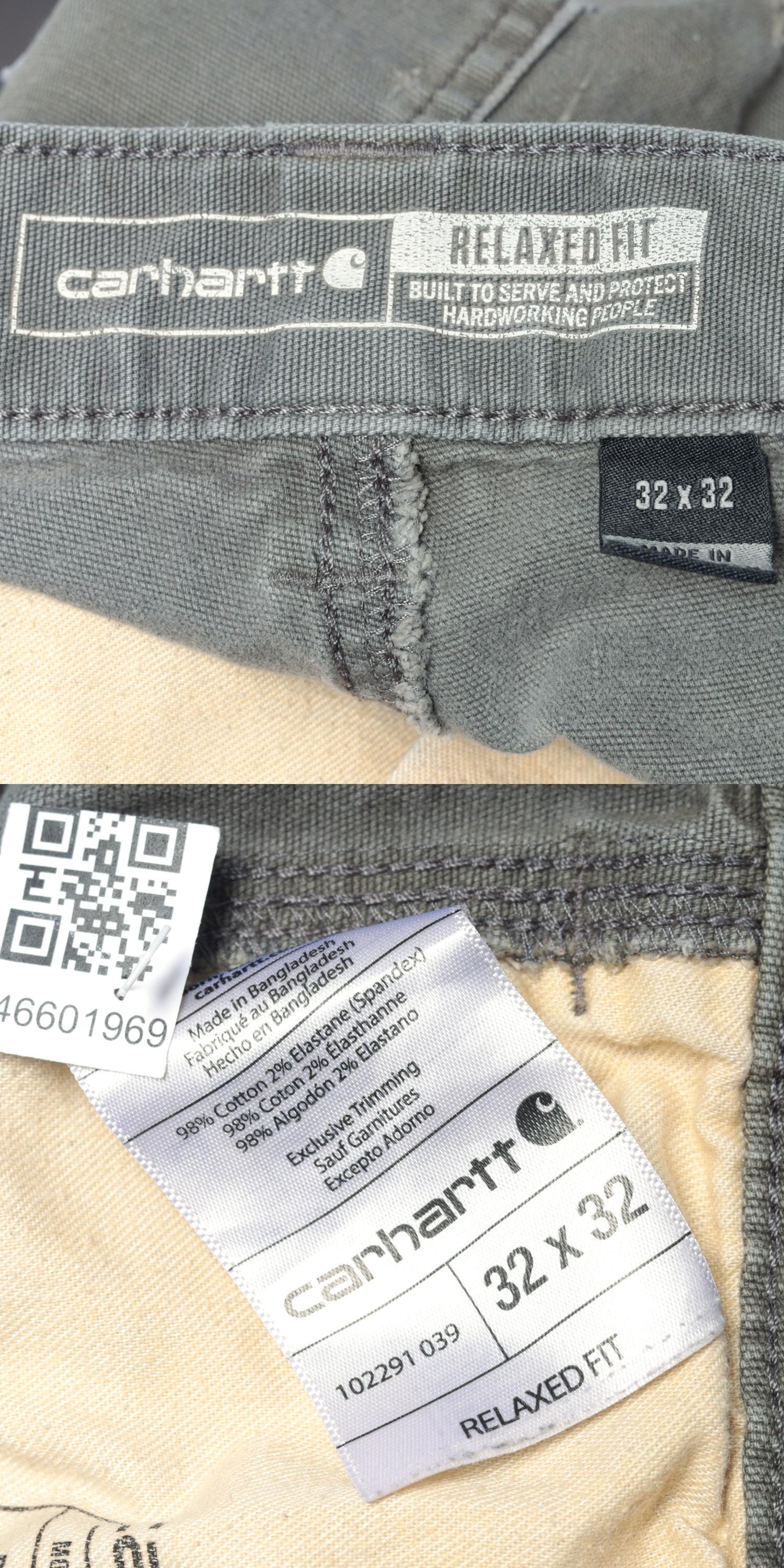 Y2K Carhartt Olive Canvas Work Pants Distressed Straight Leg 32x32 Men's