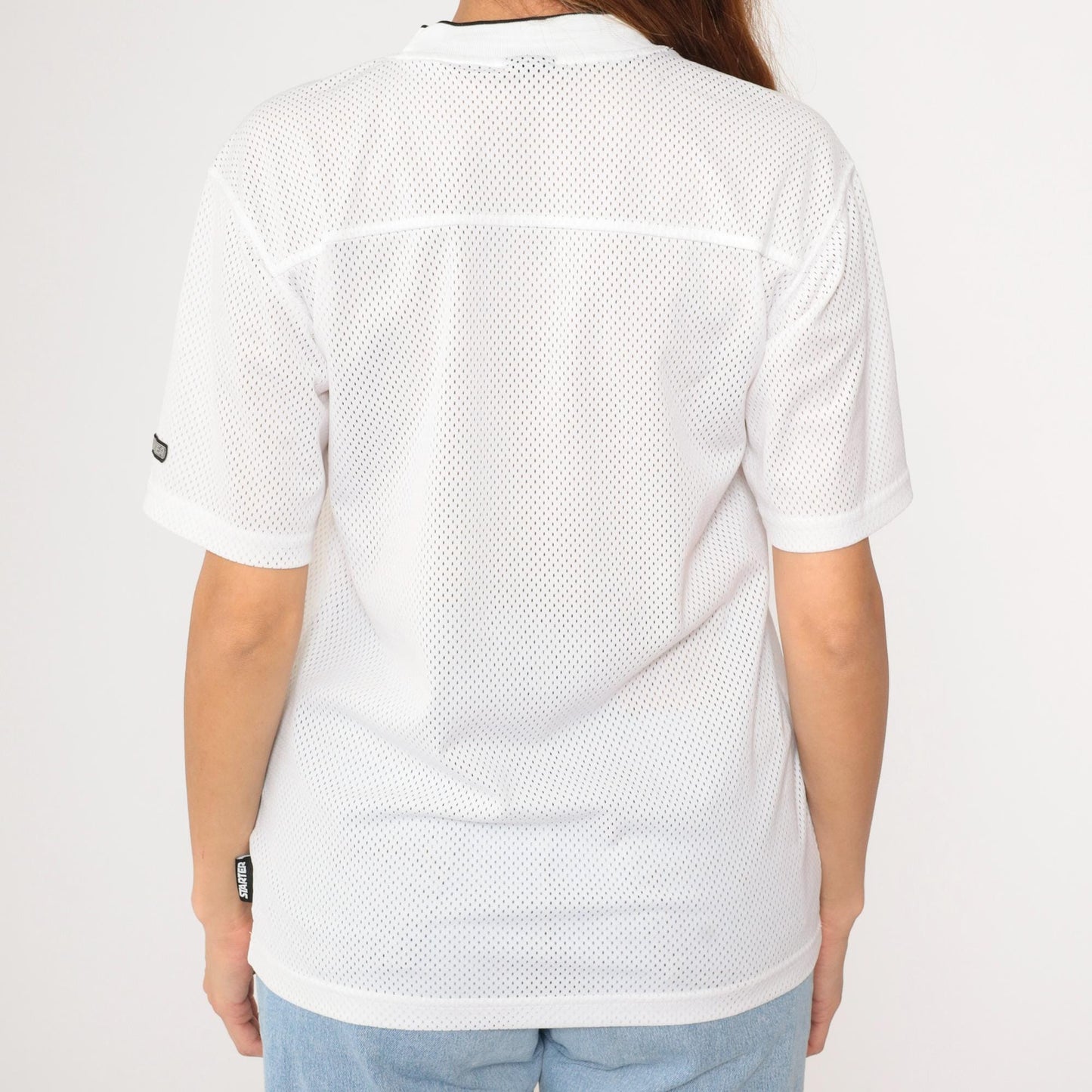 90s Starter White Mesh Jersey Ringer Crewneck Medium