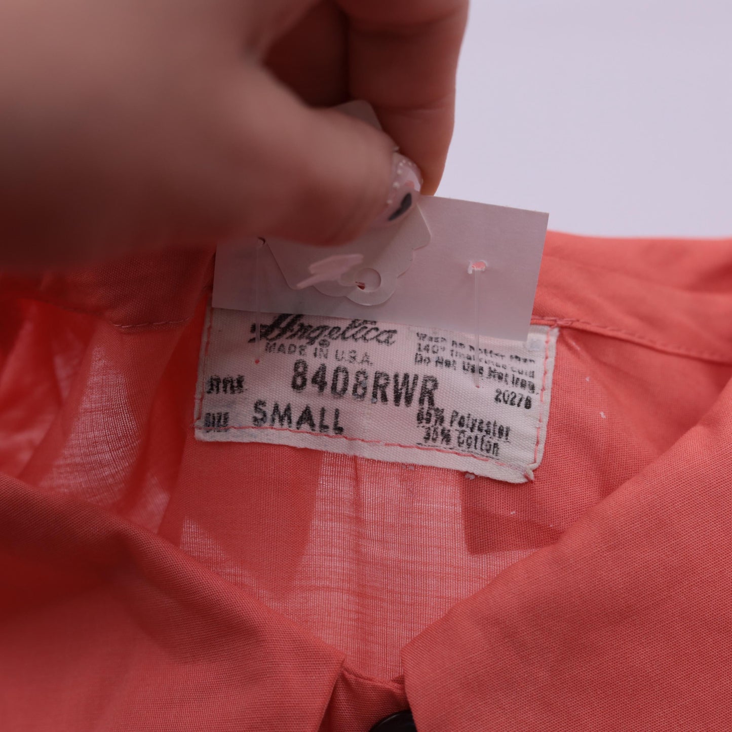 80s Coral Pink Smock Dress Peter Pan Collar Button-Up Shirtdress Small