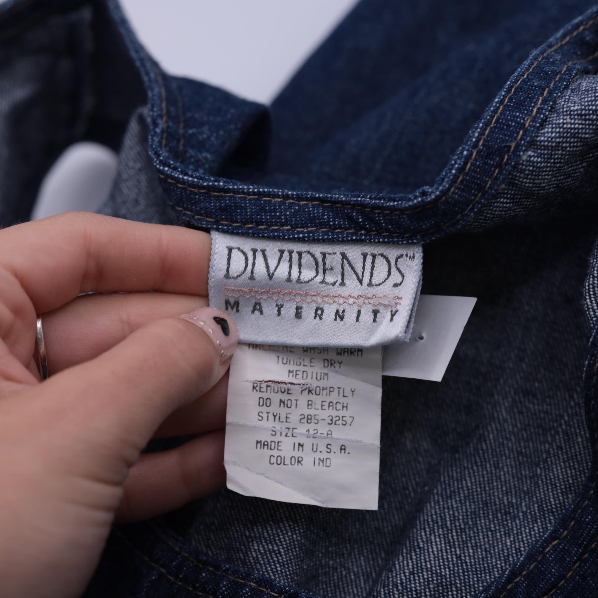 90s Dividends Maternity Denim Midi Dress Dark Blue Pleated High Waist Medium M
