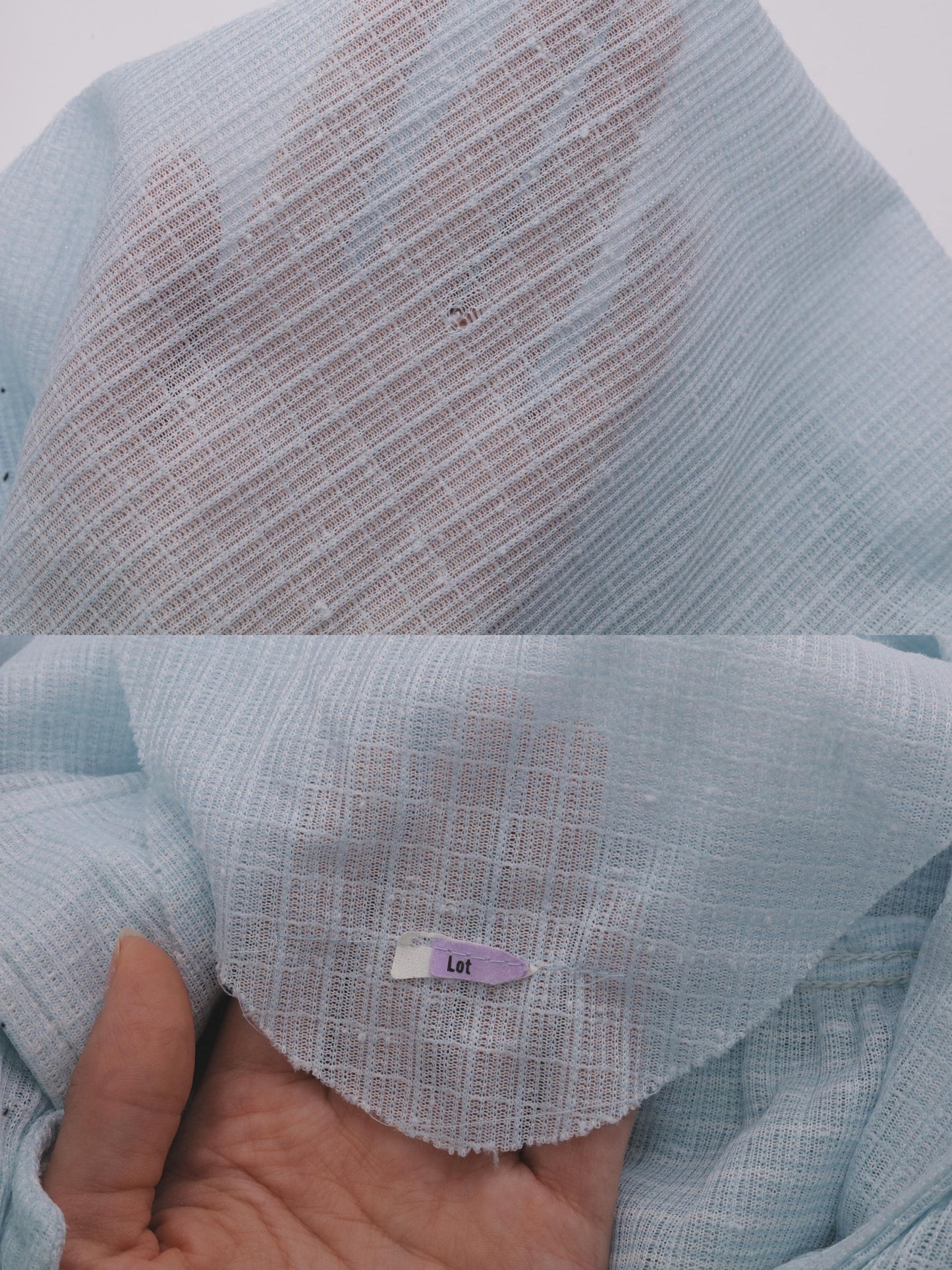 70s Light Blue Sheer Midi Dress Puff Sleeve Button Front Grid Pattern Small