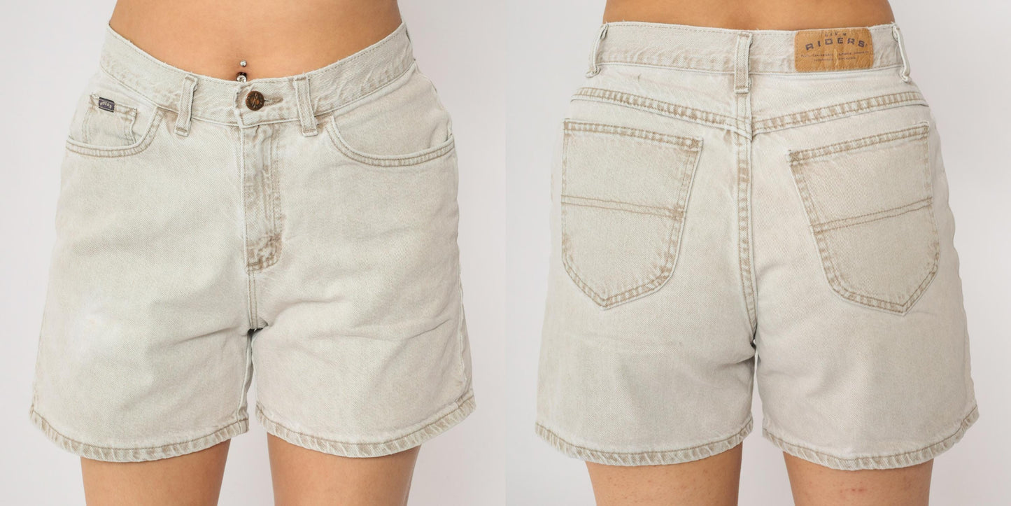 90s Lee Riders High-Waisted Denim Shorts Beige Jean Medium