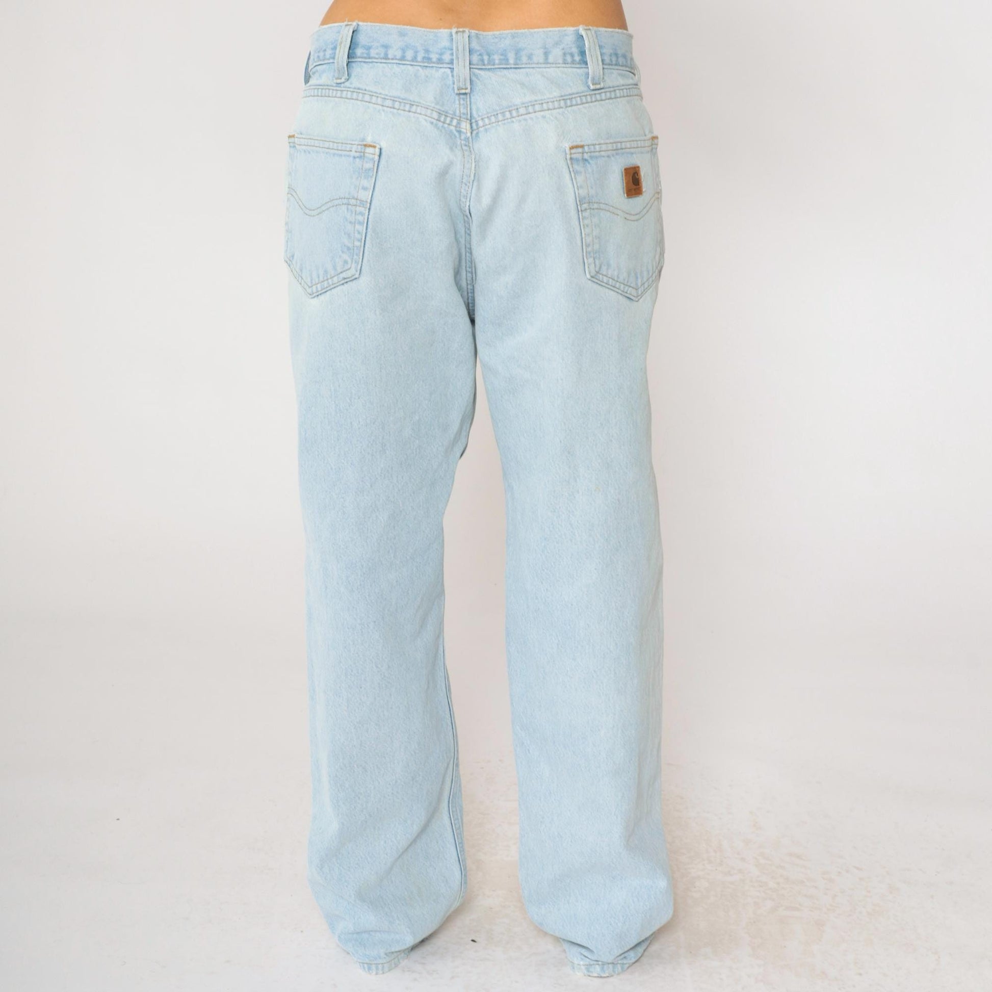 90s Carhartt Straight Leg Jeans High Waist Light Wash Denim 36
