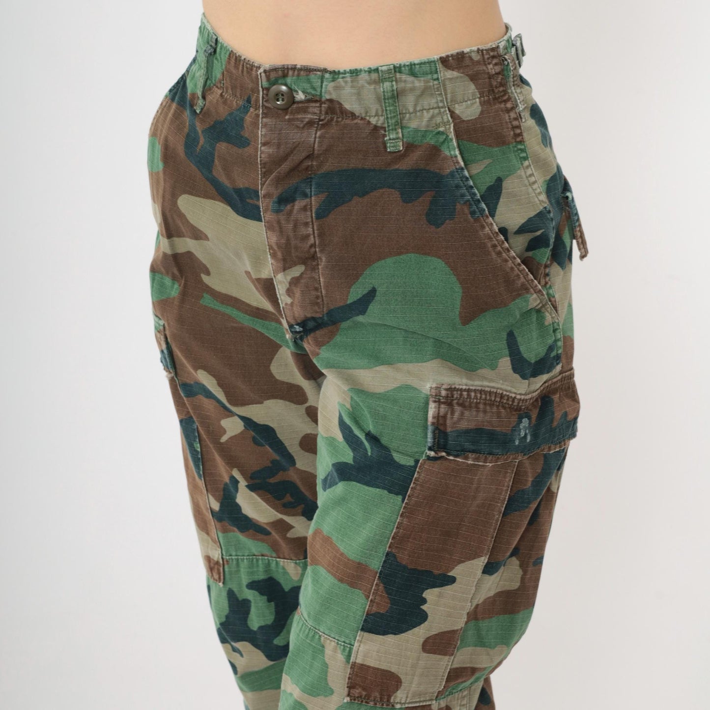 80s Woodland Camo Ripstop Cargo Pants Military BDU XS Regular