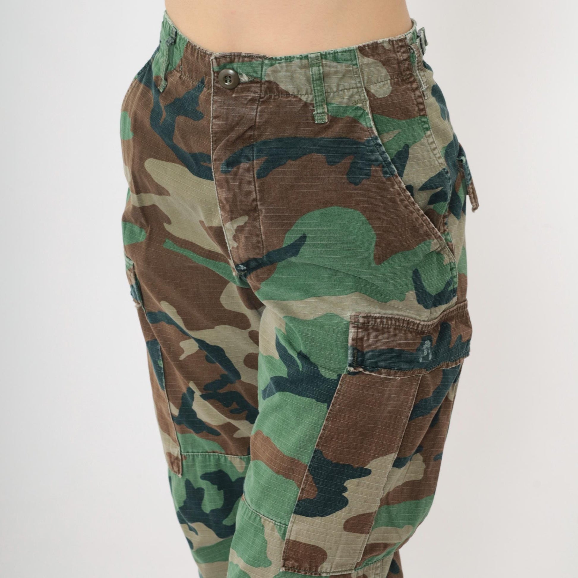 80s Woodland Camo Ripstop Cargo Pants Military BDU XS Regular