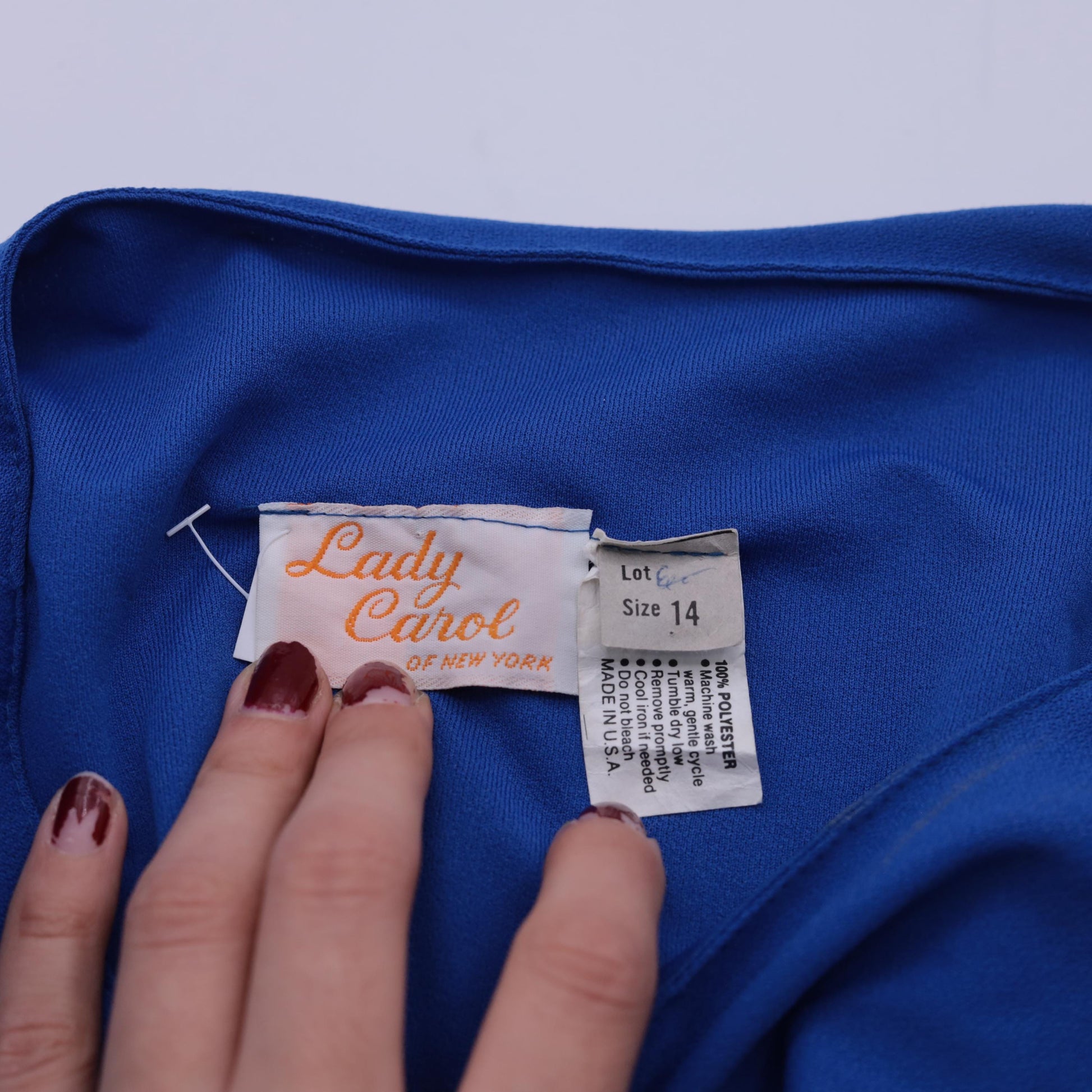80s Royal Blue Midi Dress Puff Sleeve Wrap Panel Elastic Waist Large L