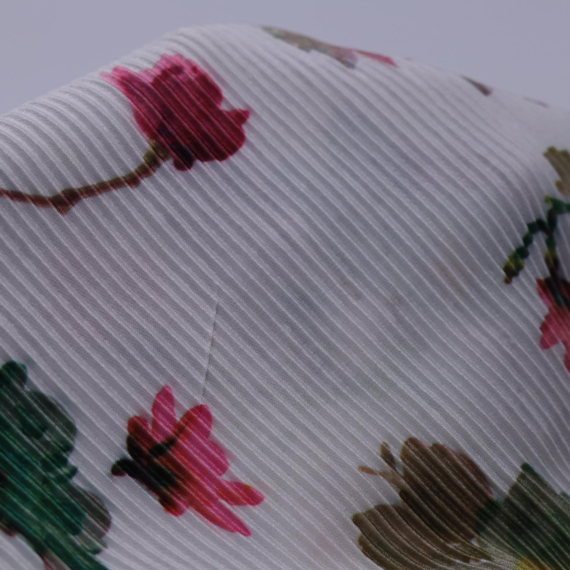 90s White Floral Maxi Dress High Elastic Waist Long Sleeve Ribbed Large L