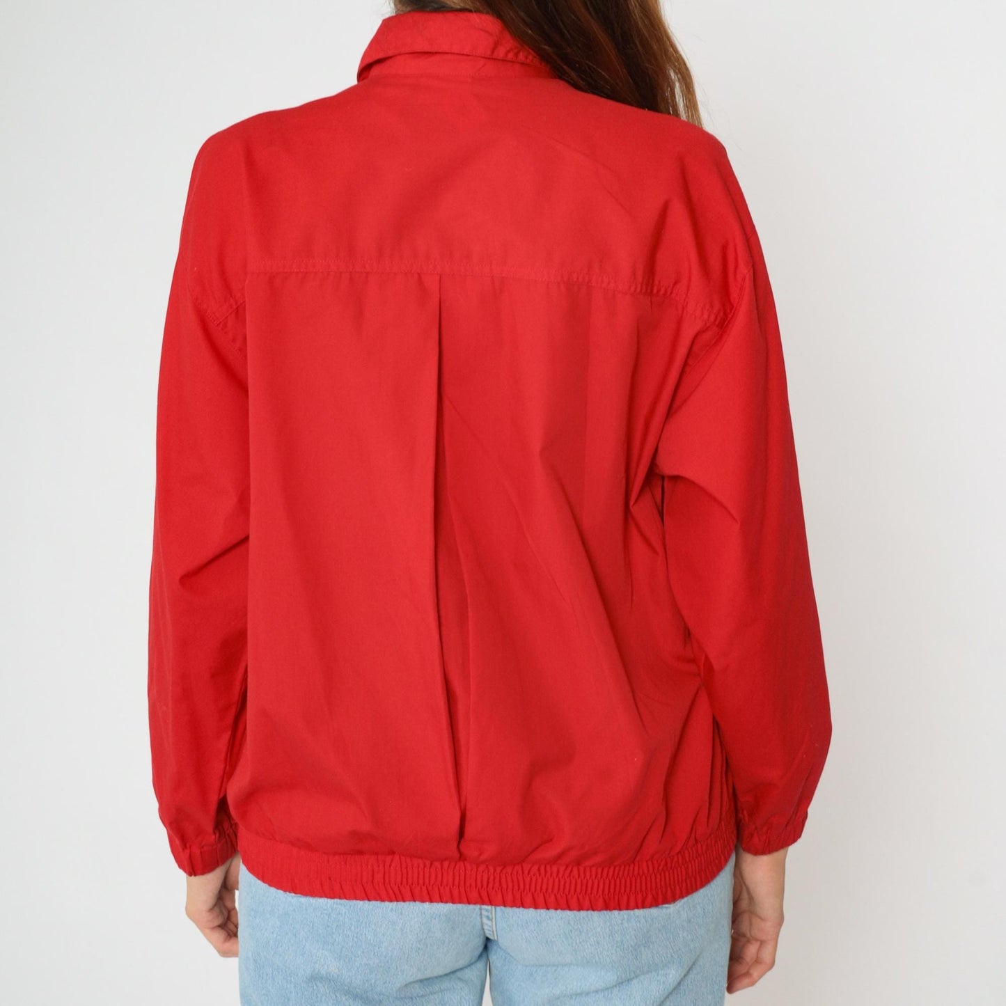 90s Jantzen Nautical Windbreaker Jacket Red Embroidered Crest Medium M
