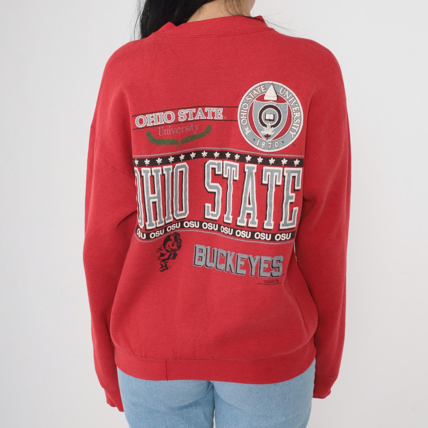 90s Ohio State Buckeyes Graphic Sweatshirt Red Crewneck Medium