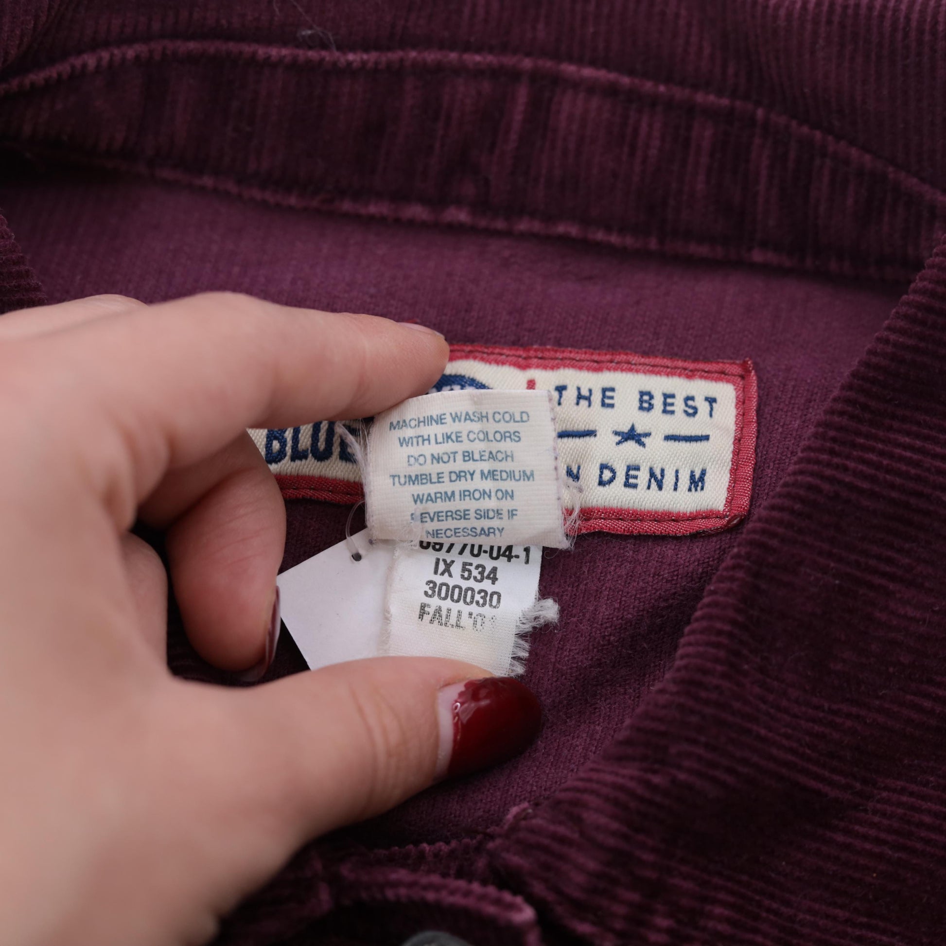 2000s Old Navy Burgundy Corduroy Trucker Jacket Silver Buttons Small S