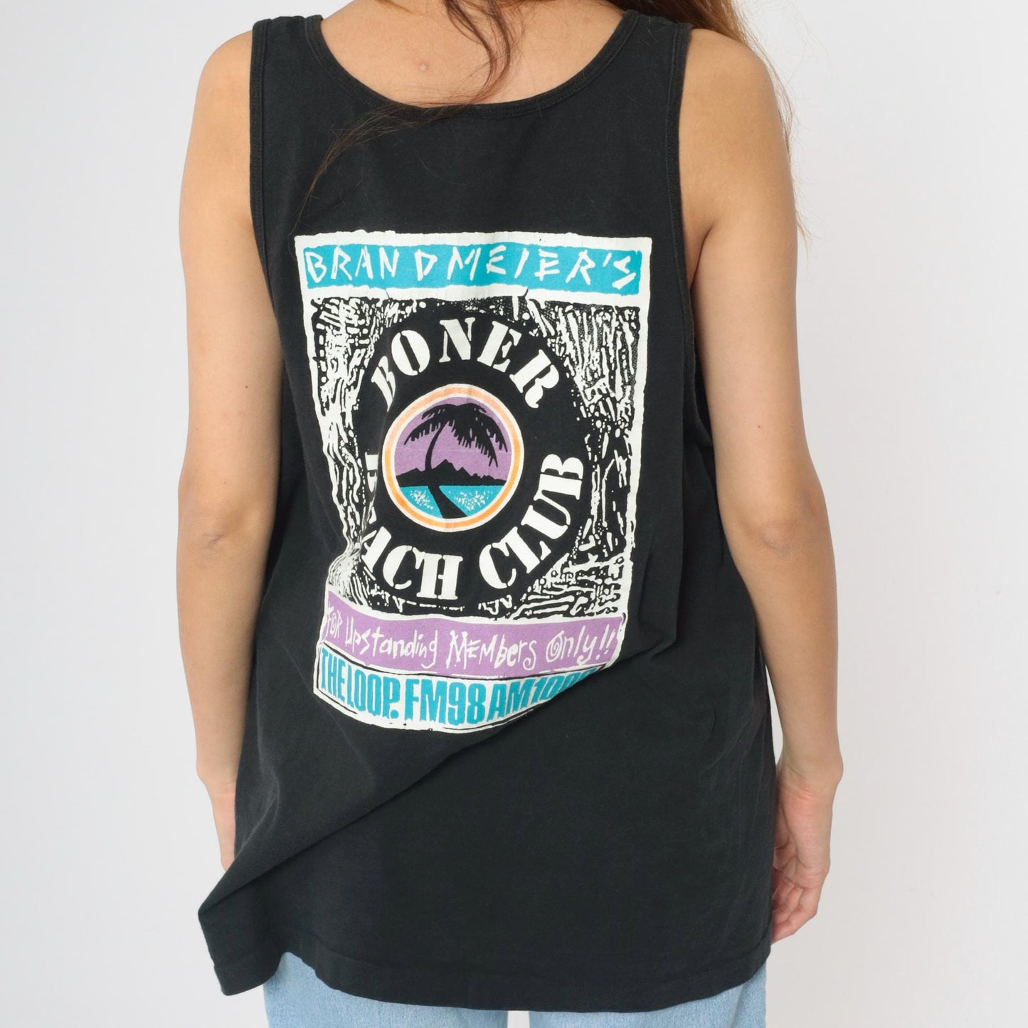 90s Brandmeier's Boner Beach Club Tank Top Chicago Loop FM 98 Black XXL