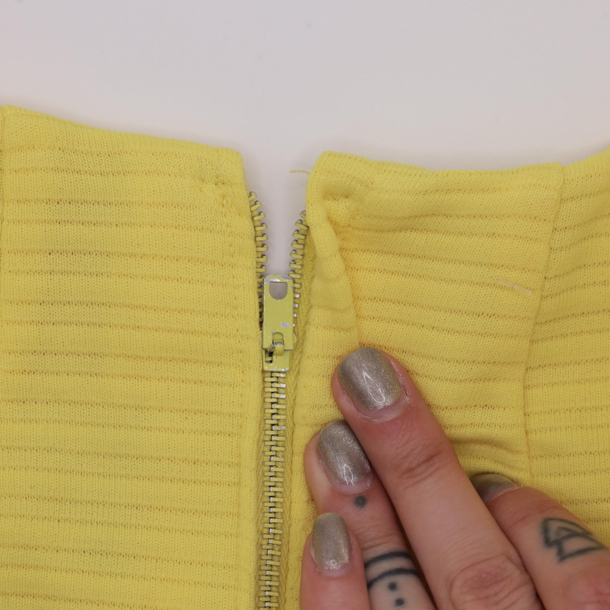70s Yellow Babydoll Dress Empire Waist Puff Sleeve Mini Scoop Neck Small