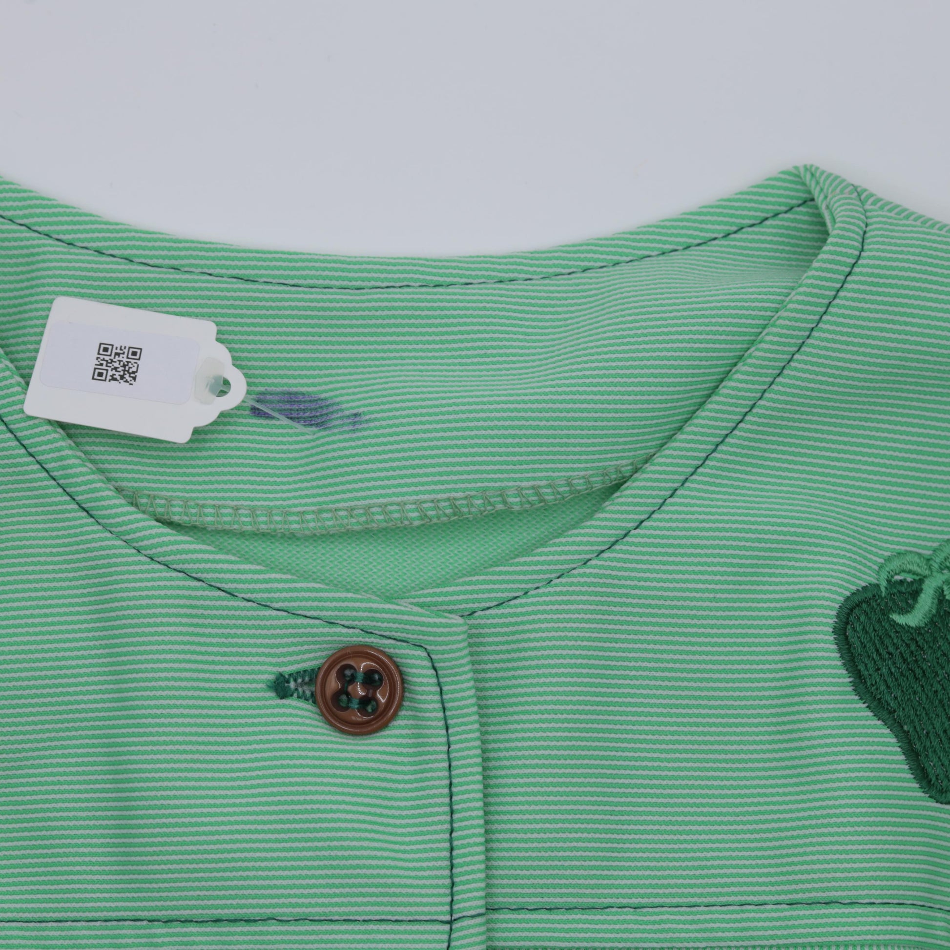 70s Mod Strawberry Shift Dress Green Mini Sleeveless Button Up Small