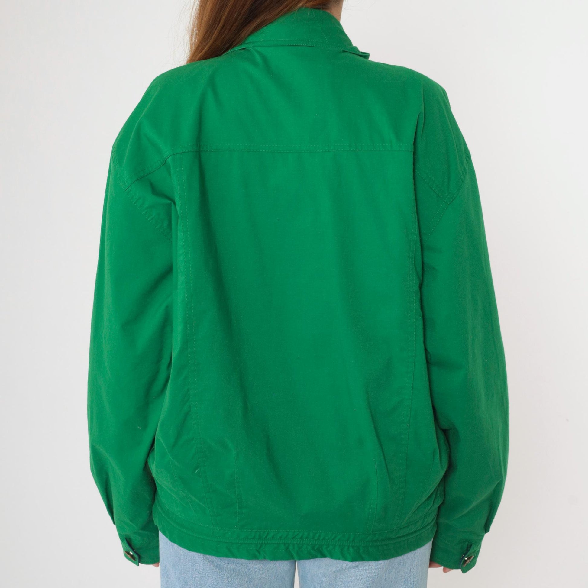 80s Trekka Outdoor Windbreaker Jacket Green Navy Two Tone Small