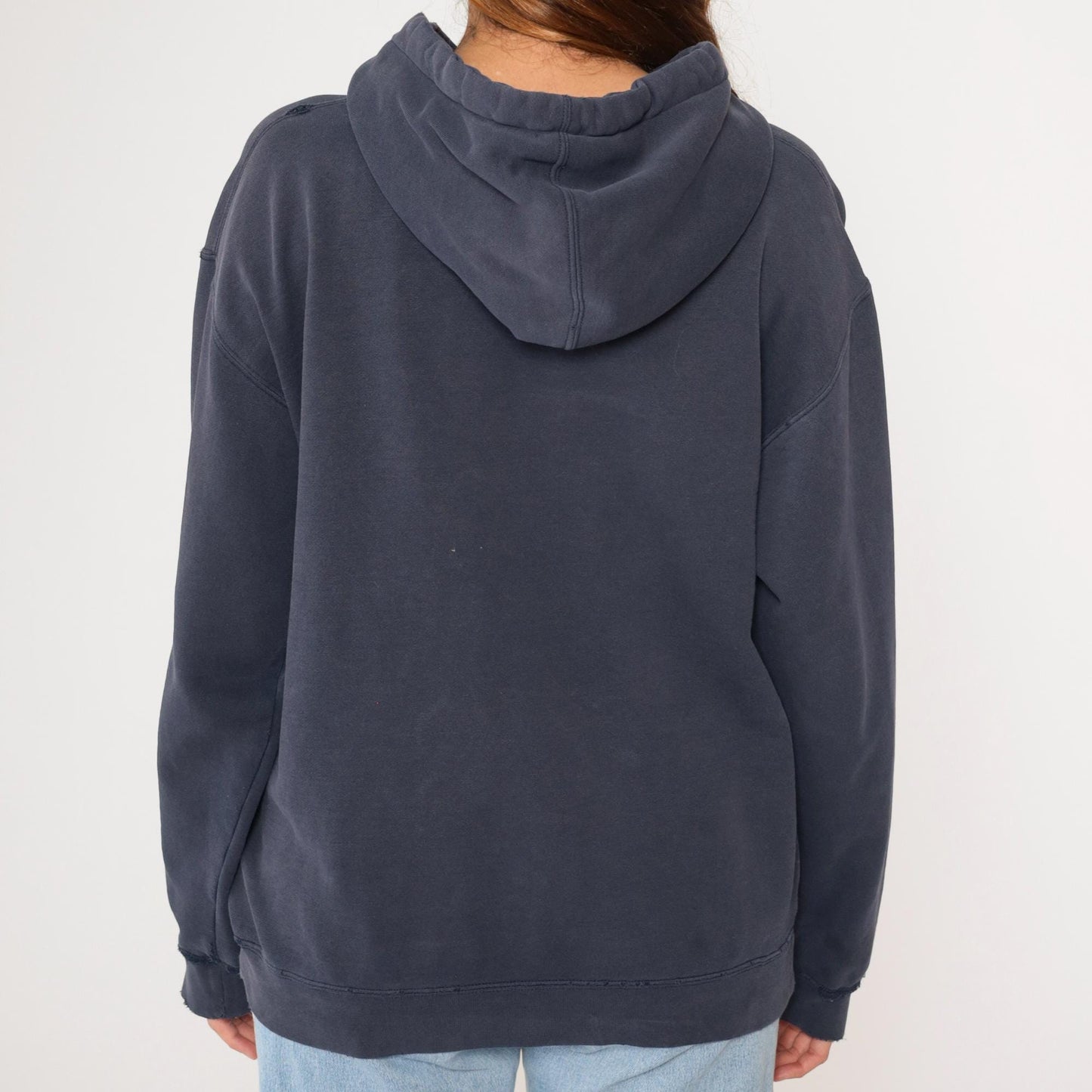 Y2K Gordons Well Sand Dunes Hoodie Navy Flame Graphic Pullover Small S