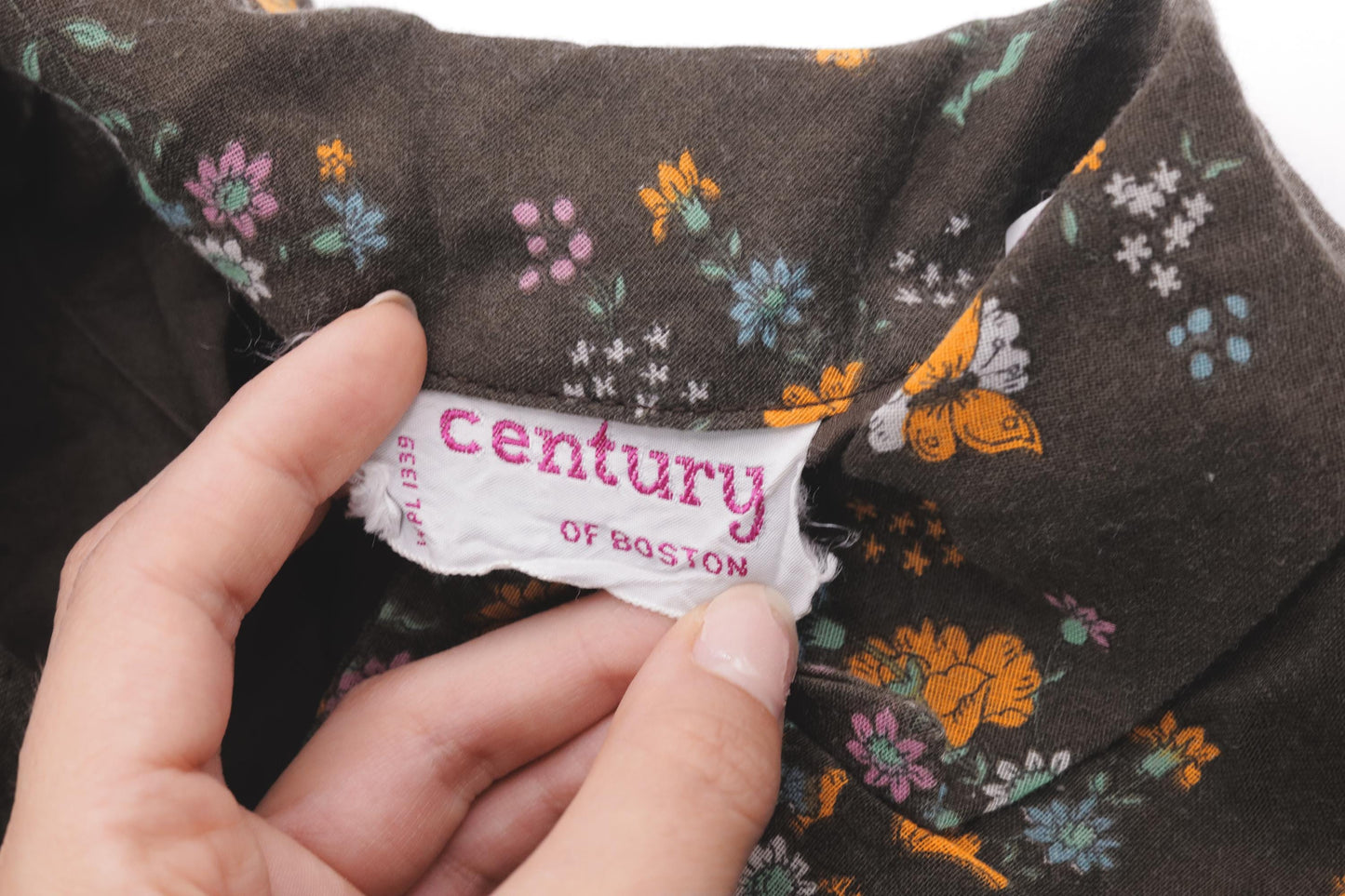 1960s Brown Floral Butterfly Shift Dress Sleeveless Button-Up Small