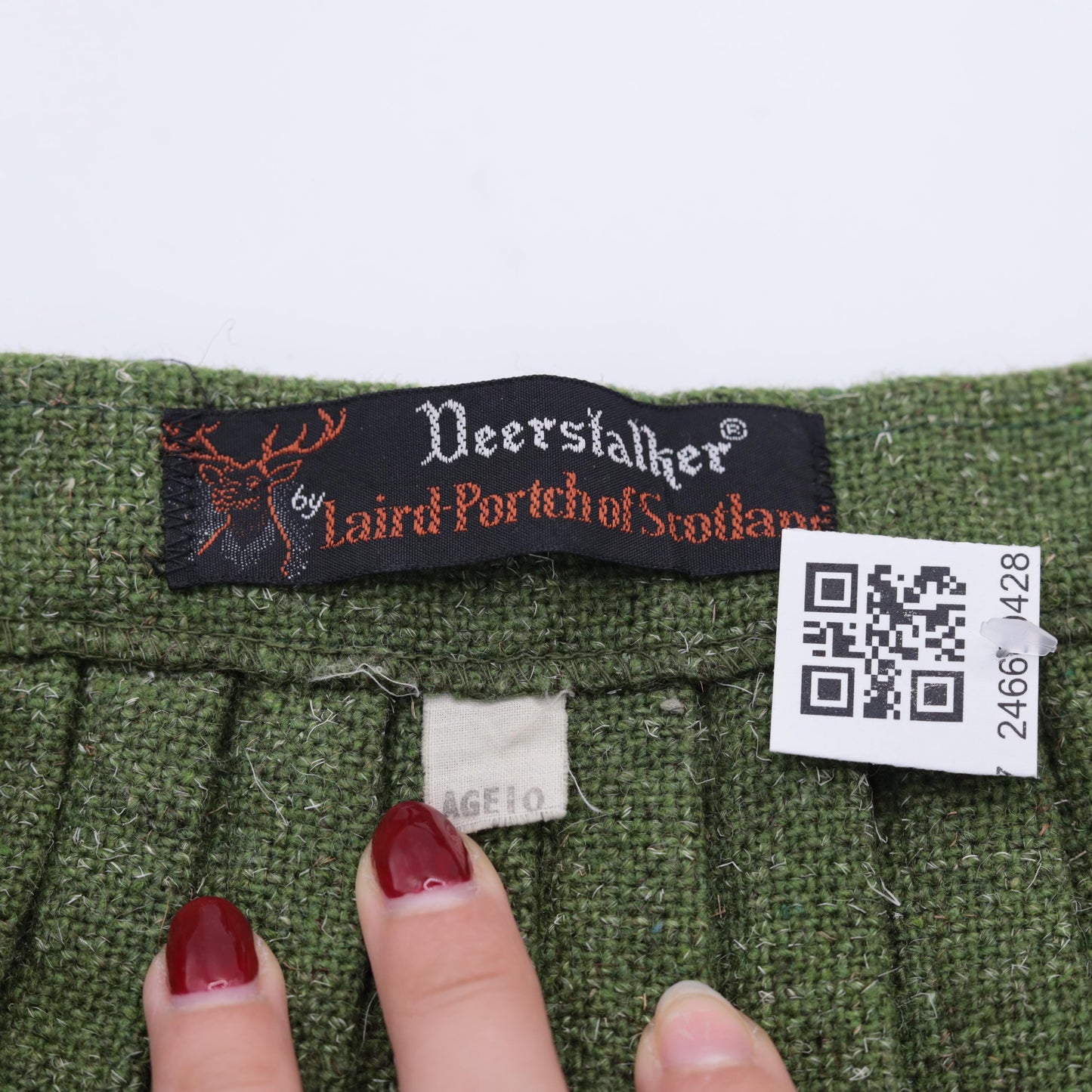 60s Wool Mini Skirt Olive Green Flecked High Waist Pleated XXS