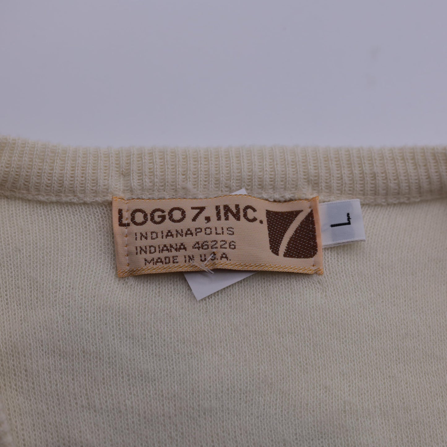 80s San Francisco 49ers Logo 7 NFL Sweater Cream V-Neck Large