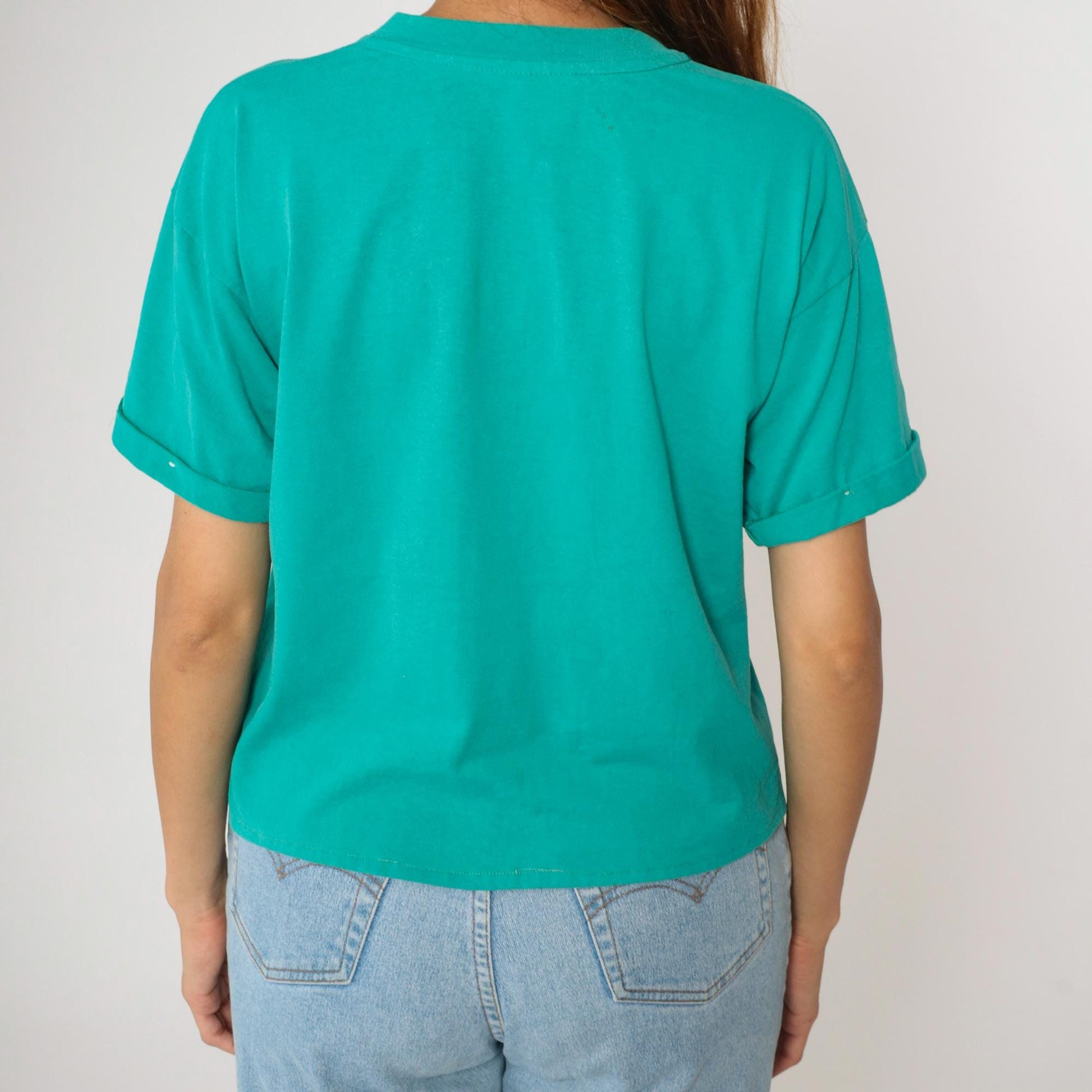 90s Arizona Turquoise Southwest Graphic Cropped T-Shirt Native American Maze Large