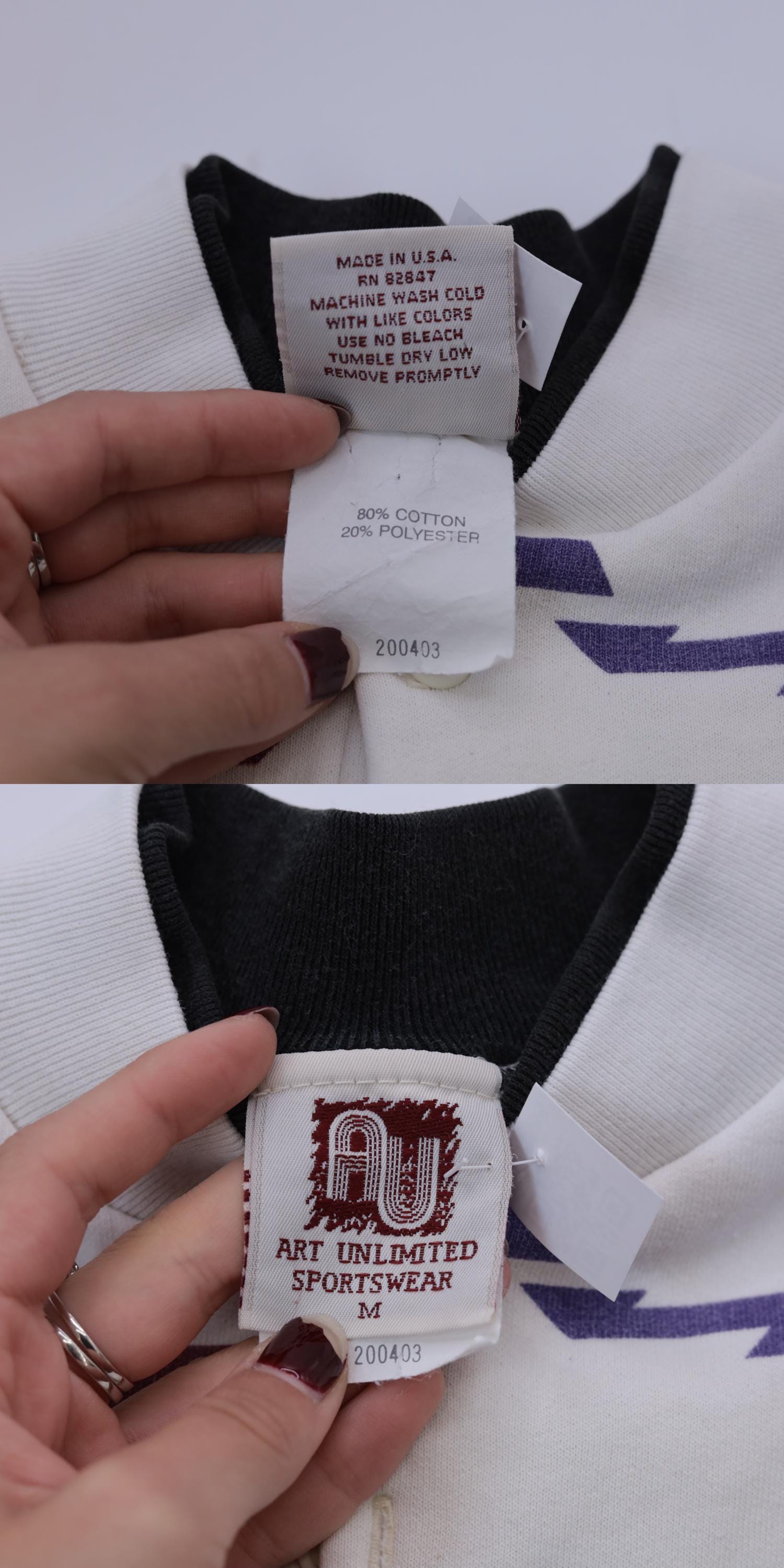 90s Southwestern Print Sweatshirt White Henley Neckline Medium M