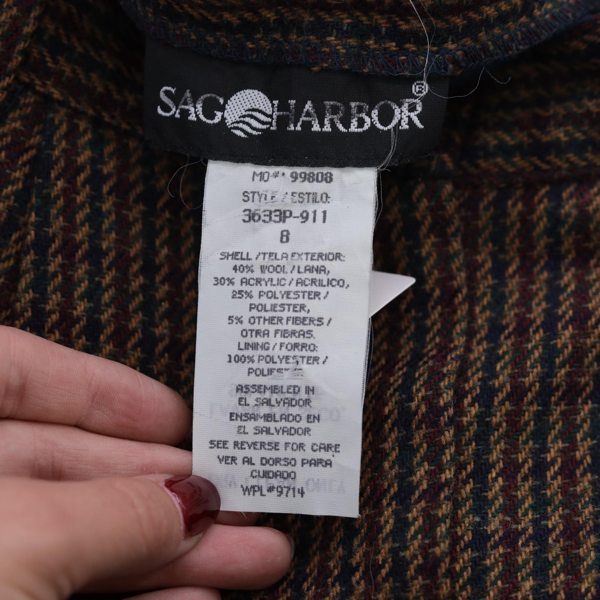 90s Sag Harbor Plaid Wool Shorts High Waisted Pleated Burgundy Navy Small