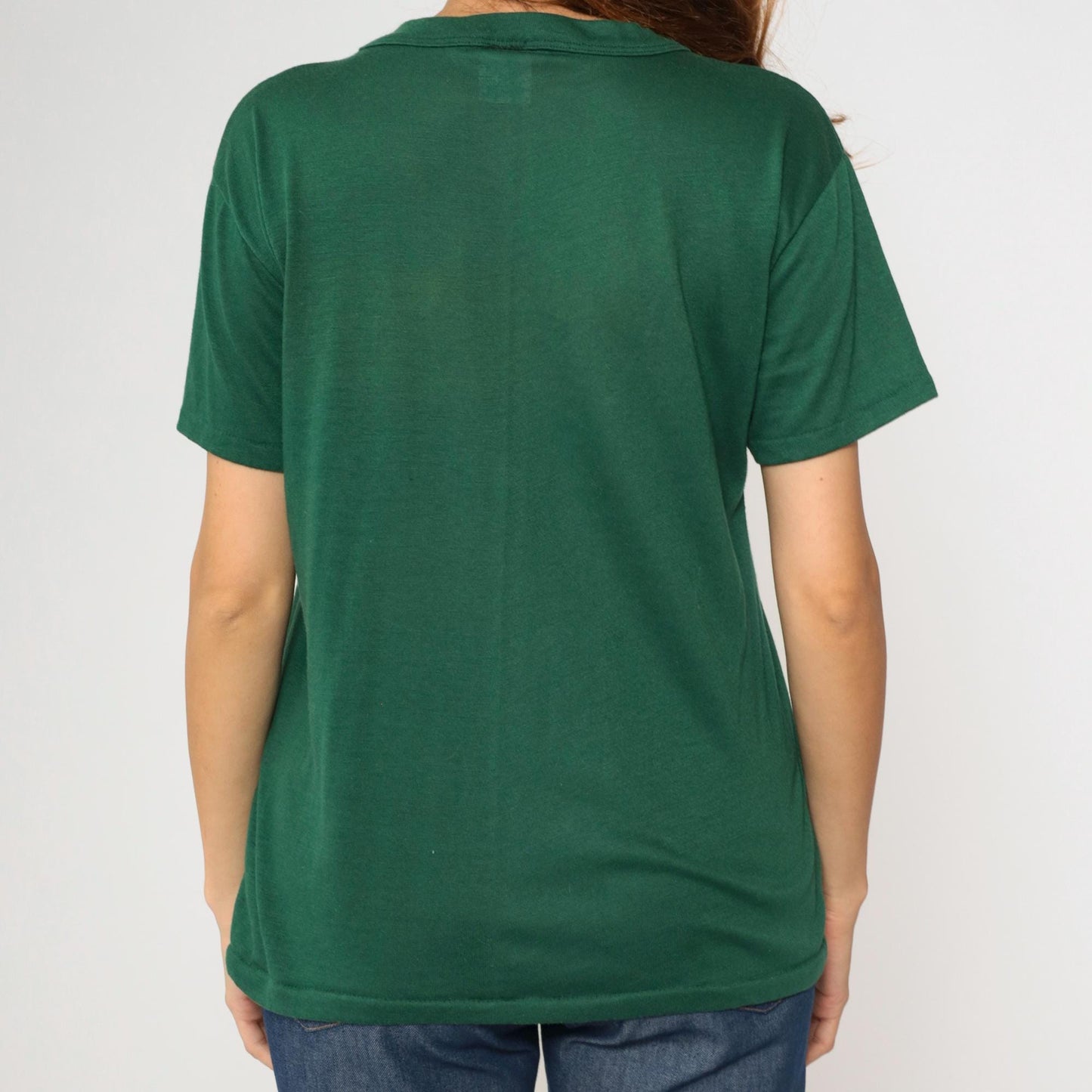 80s Green Bay Packers Graphic T-Shirt Deep Green Striped NFL Football Tee Large