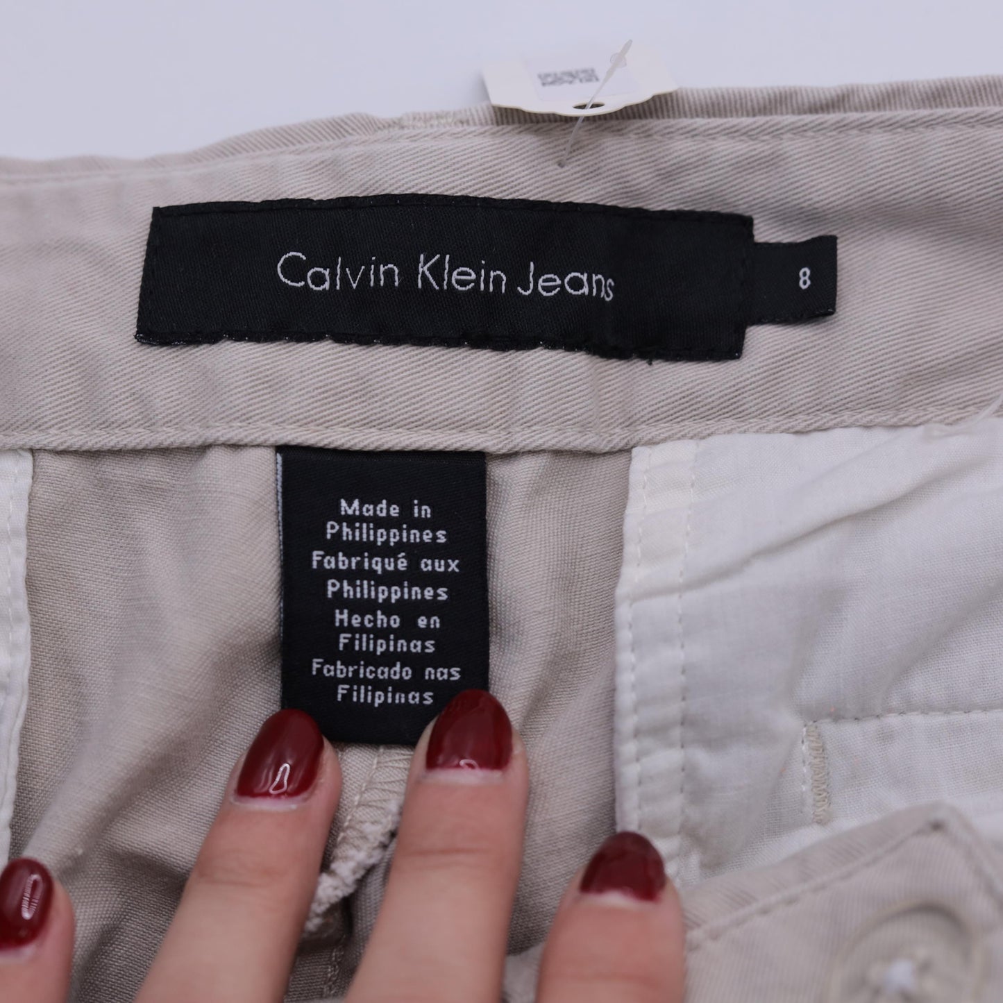 Calvin Klein Jeans Khaki Chino Shorts Mid Rise Cotton Beige Size 8