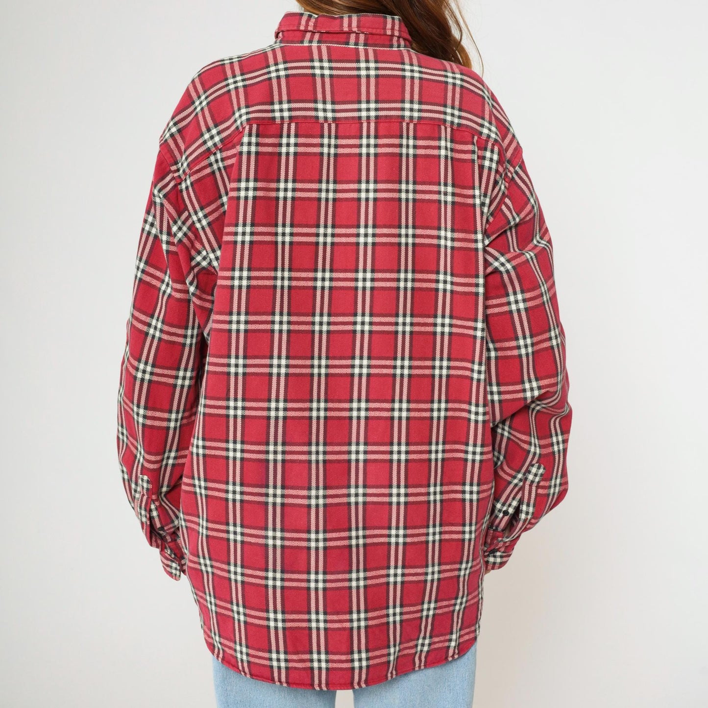 Gap Y2K Plaid Button Up Shirt Red Black Checkered Flannel Extra Large XL