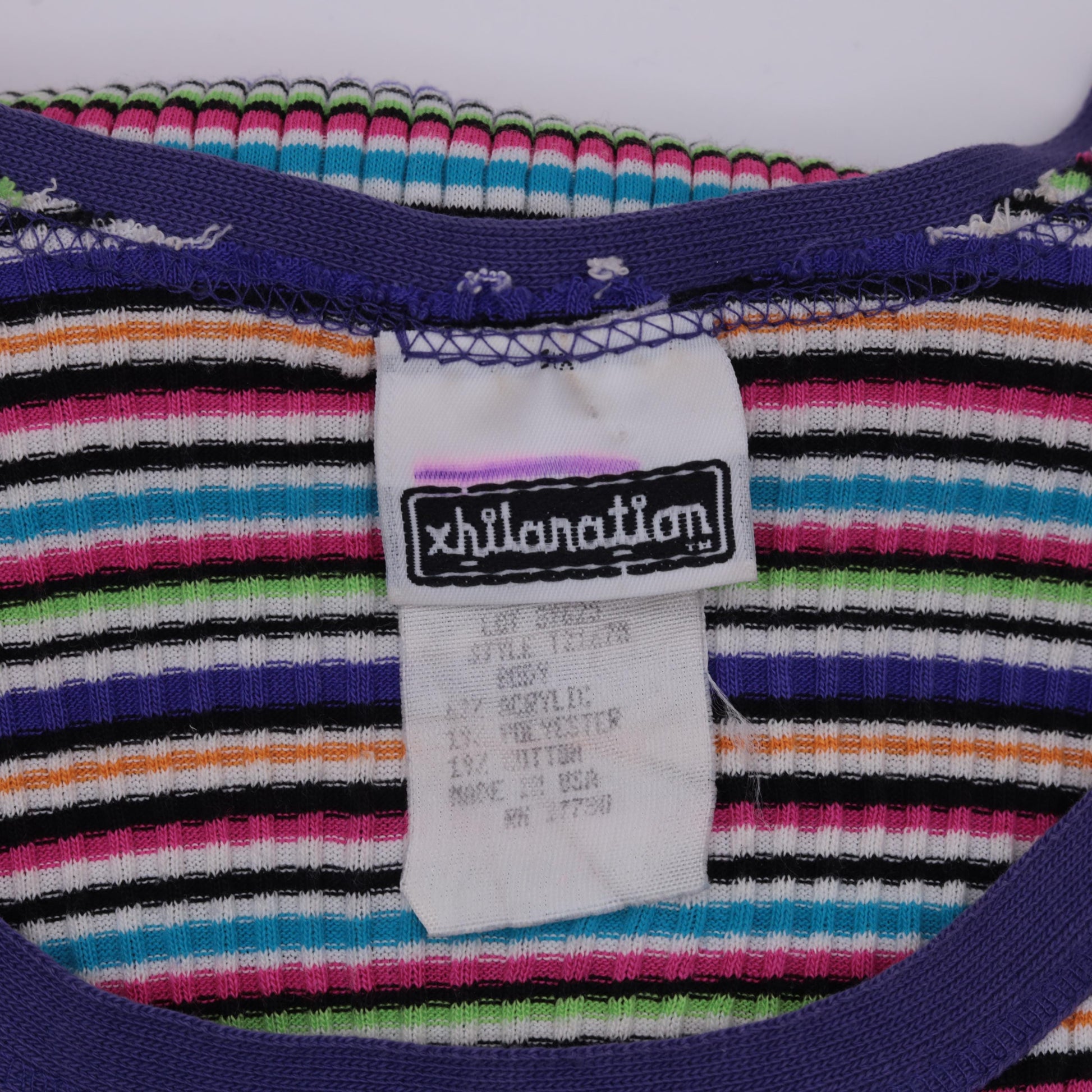 90s Y2K Purple Rainbow Striped Ringer Tee Dress Bodycon Mini Small