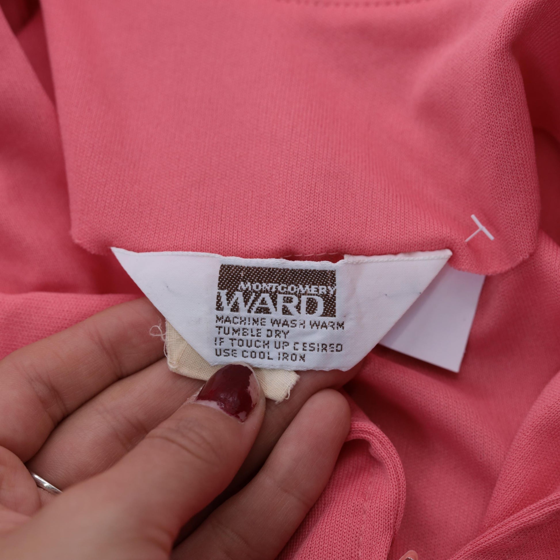 70s Pink Mod Mini Dress Zip Front Quilted Waist Long Sleeve Large