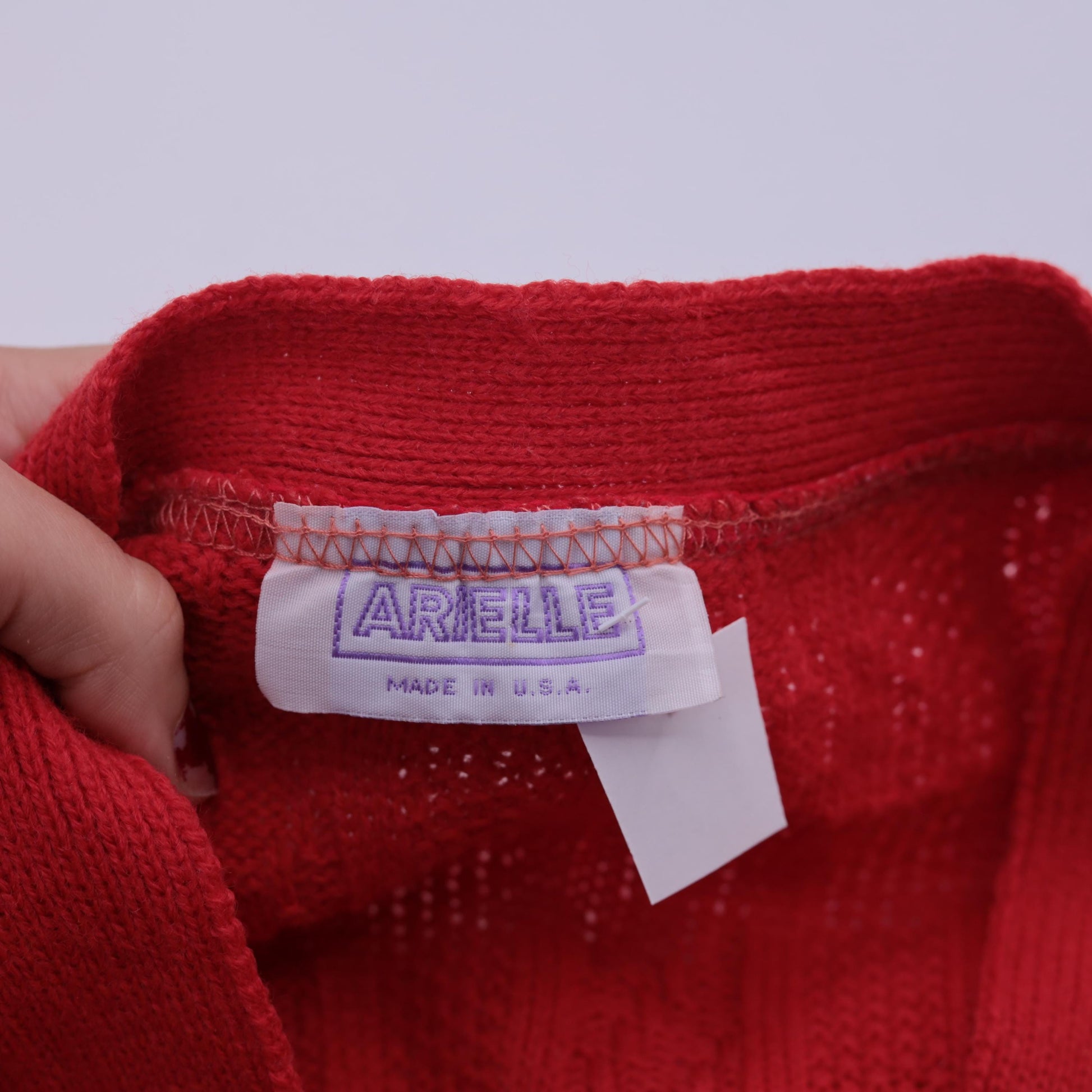 80s Red Cable Knit Vest Button-Up Cap Sleeve Top Medium Large