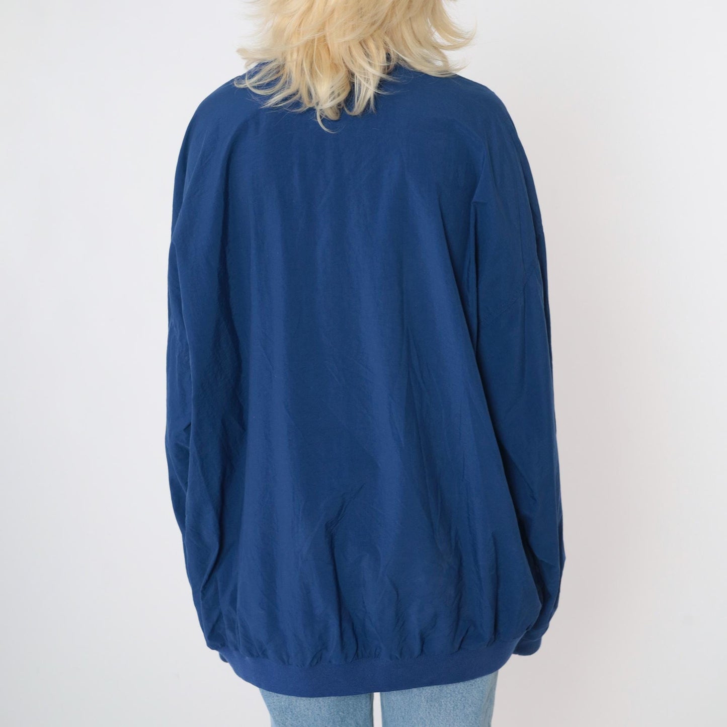 90s Izod Windbreaker Jacket Dark Blue V-Neck Pullover Nylon Extra Large XL