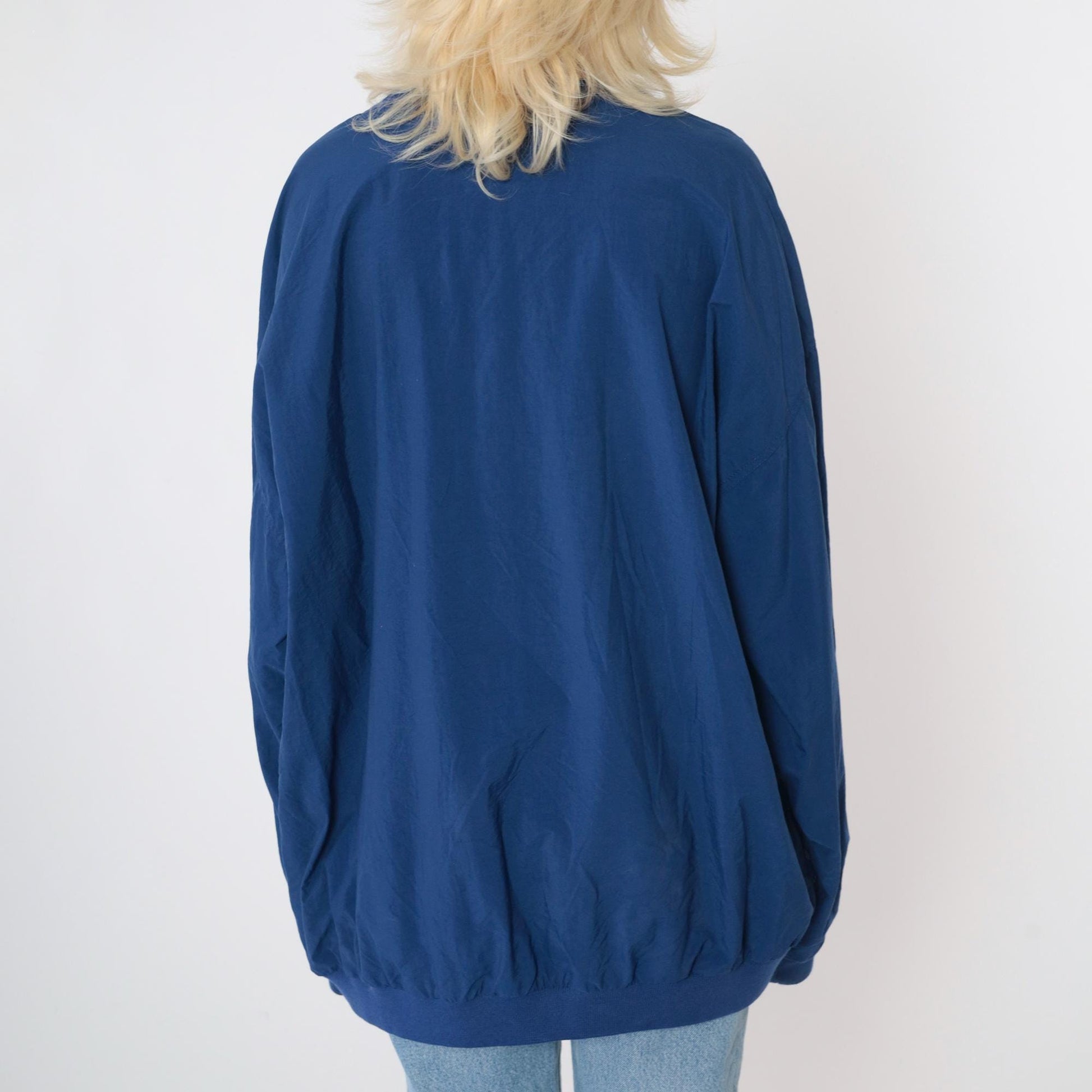 90s Izod Windbreaker Jacket Dark Blue V-Neck Pullover Nylon Extra Large XL