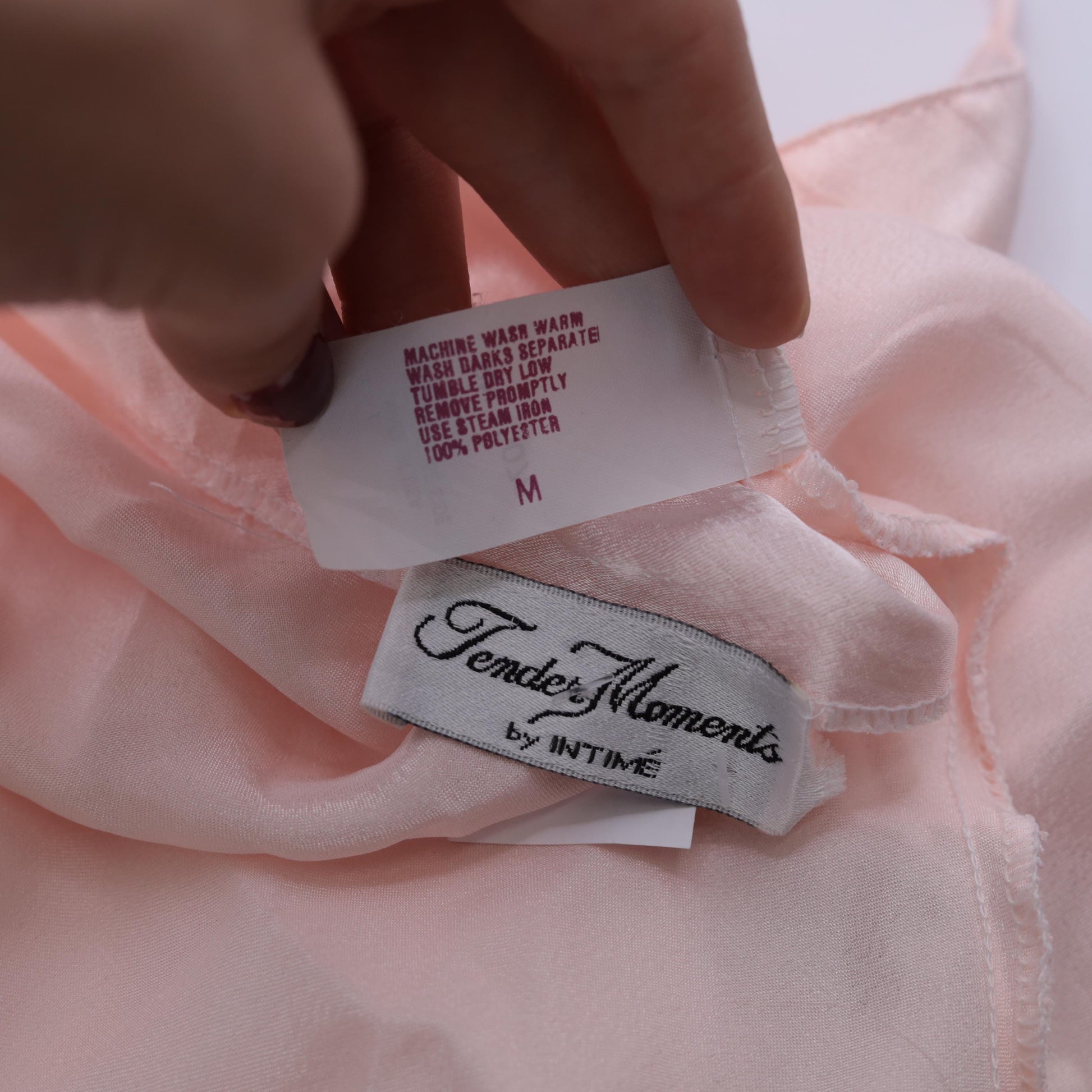 90s Baby Pink Satin Slip Dress V-Neck Spaghetti Strap Mini Medium M