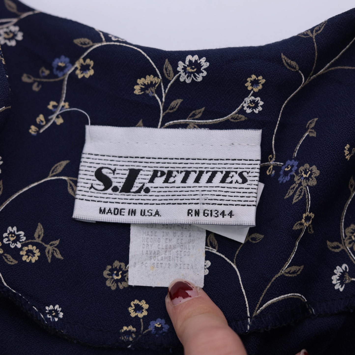 90s Navy Floral Jumper Dress Sleeveless V-Neck Mini Button-Up Small