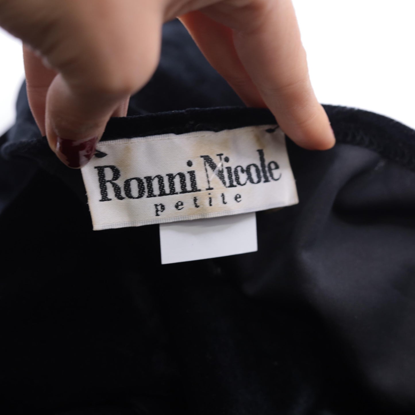 90s Ronni Nicole Black Velvet Midi Dress Chain Belt Side Slit Medium Petite