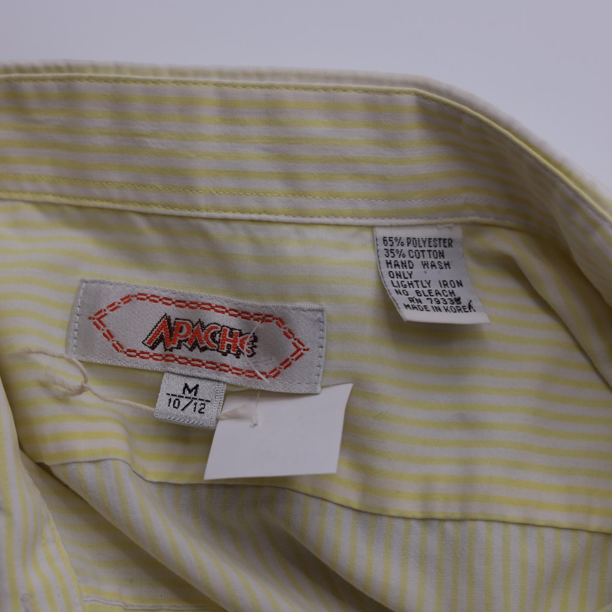 90s Apache Yellow Striped Floral Embroidered Rhinestone Button Up Blouse Medium