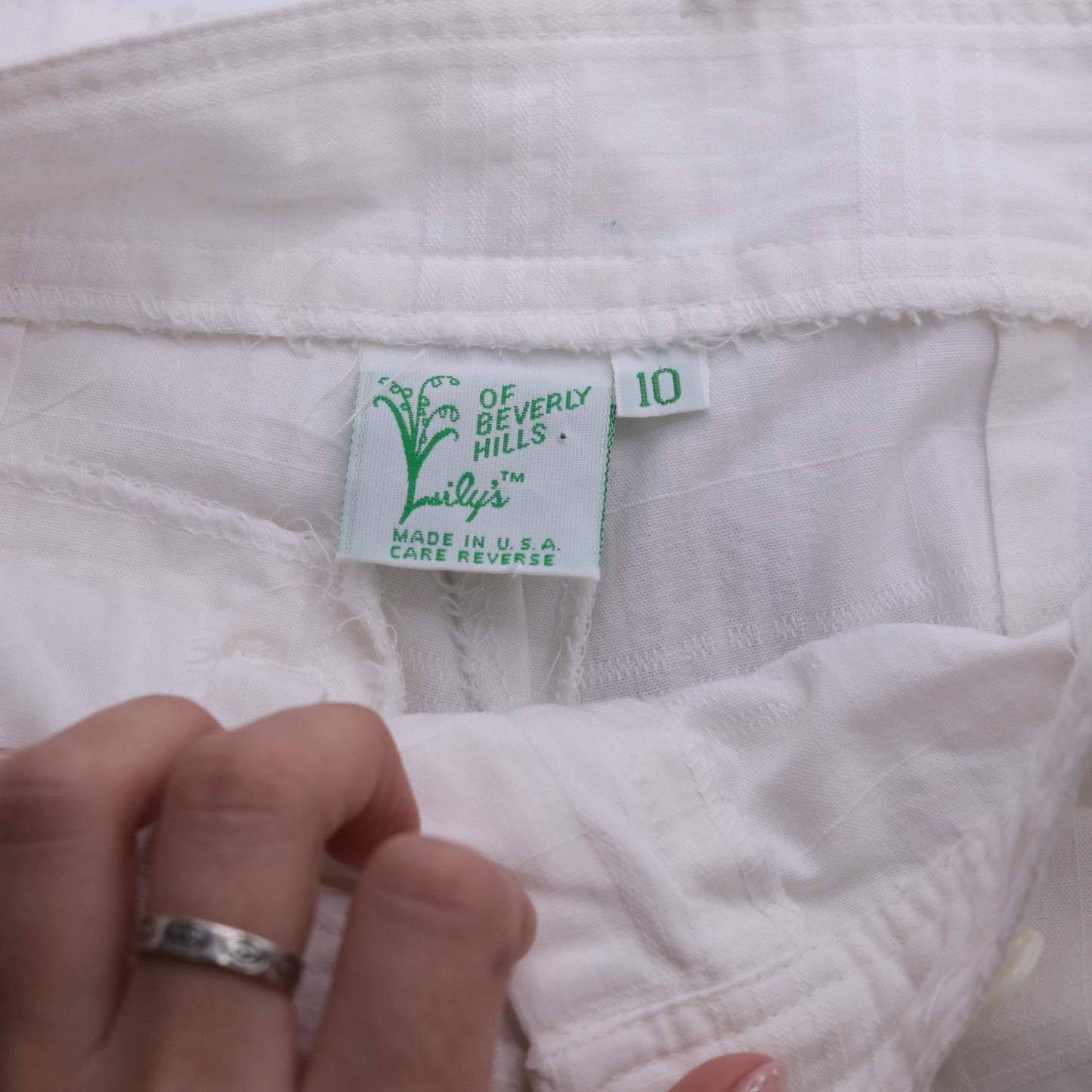 80s Lily's of Beverly Hills White Checkered Shorts Pleated High Waist Small