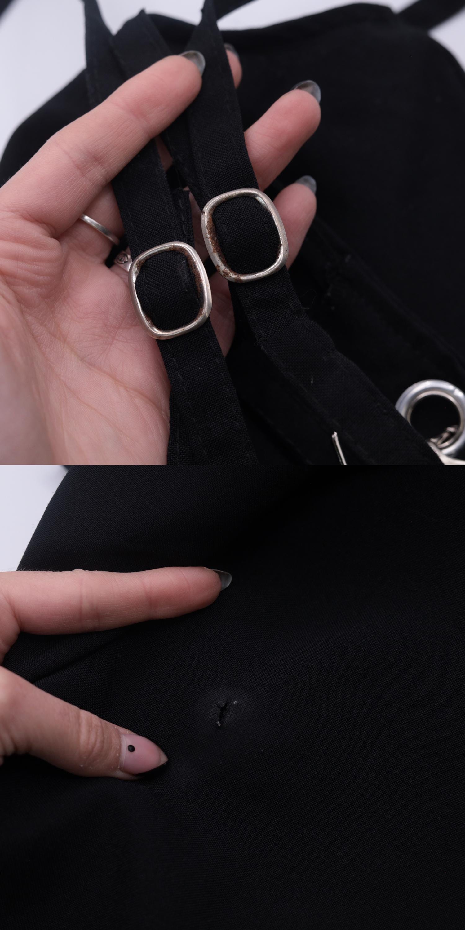 90s Black Overall Jumpsuit Open Back Bib Front Suspender Small S