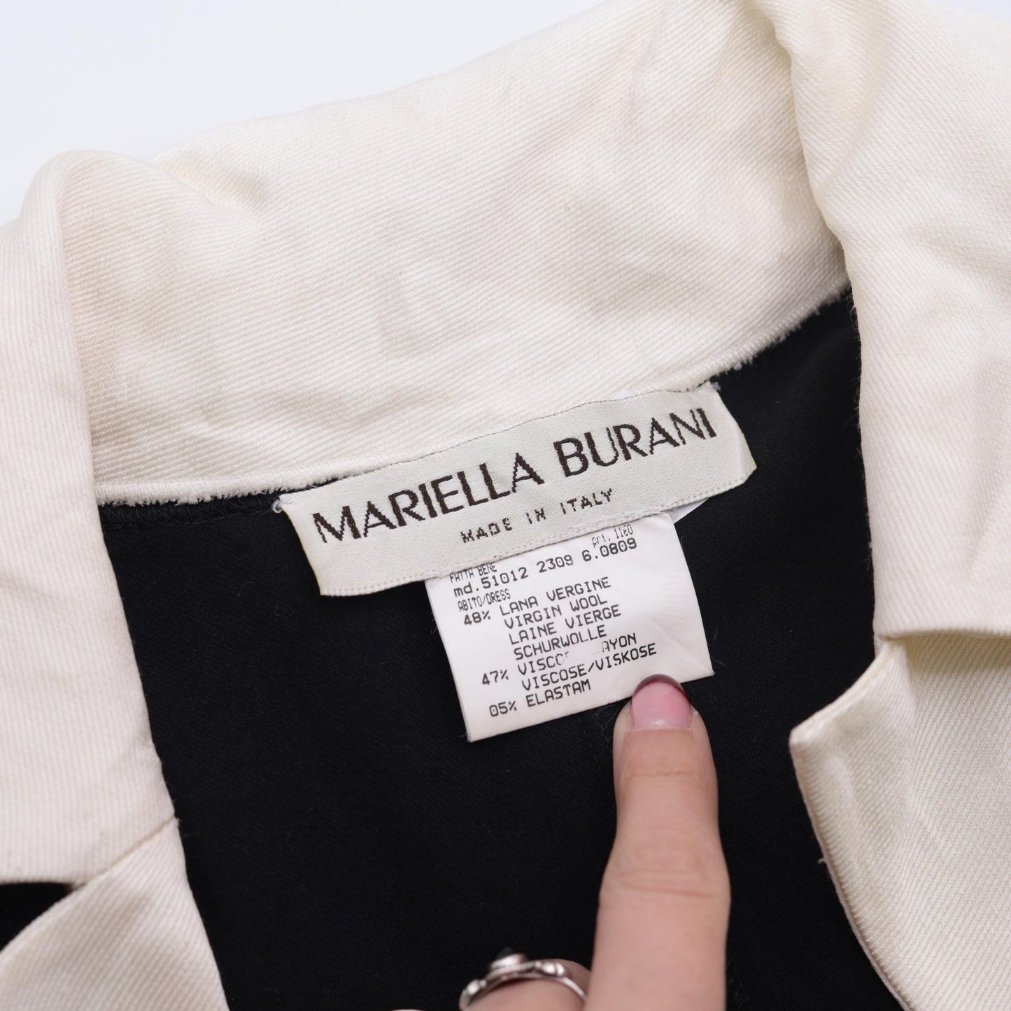 90s Mariella Burani Black Mini Dress Wool Blend Square Neck Medium M