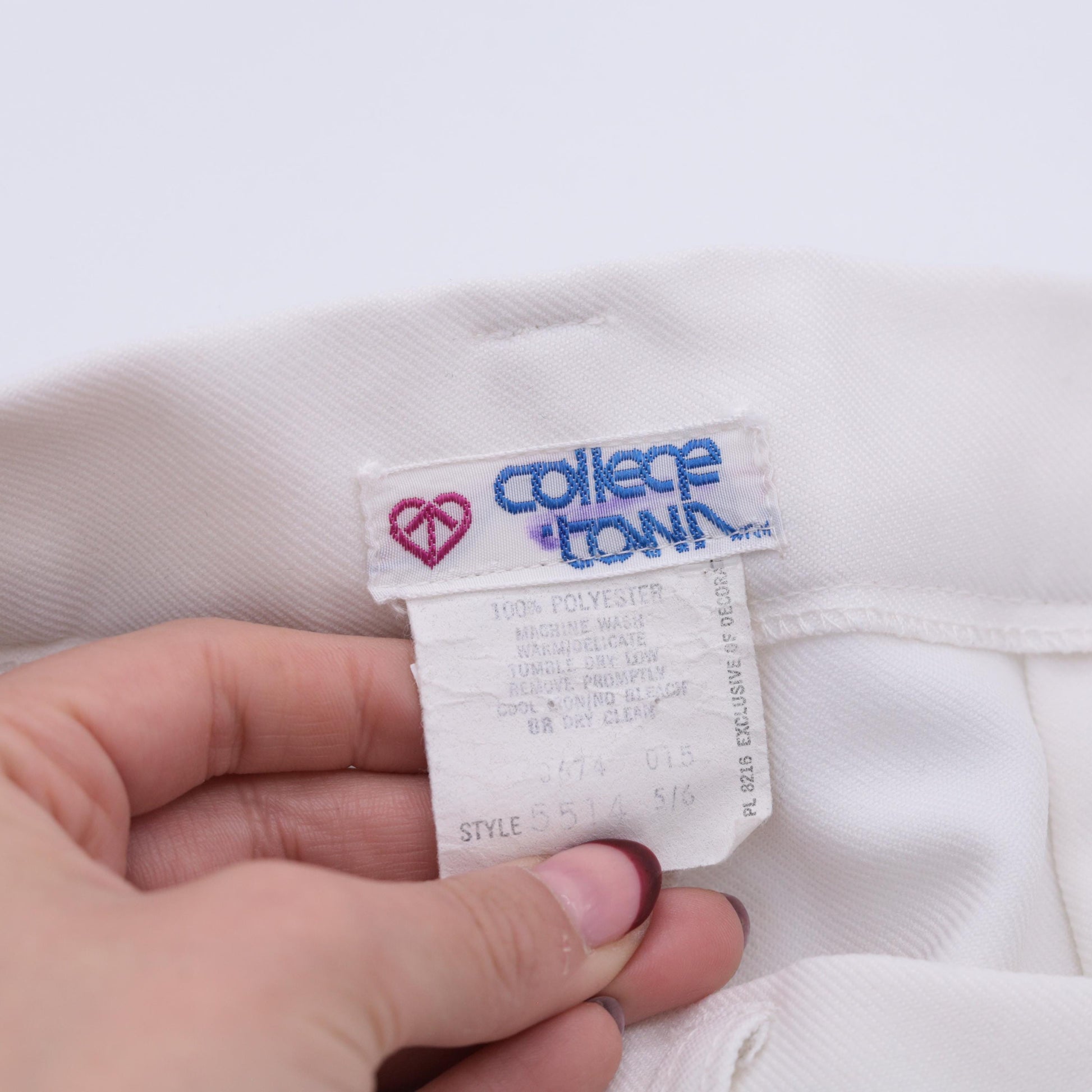 70s College Town White Bell Bottom Pants High Waist Crease Extra Small